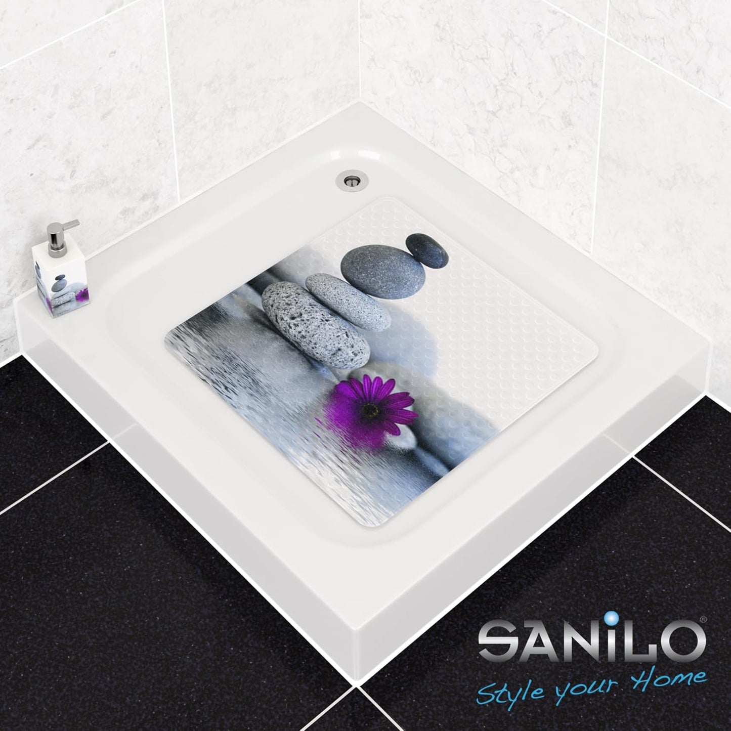 Antirutsch-Badematte, maschinenwaschbar, Energy Stones-Motiv, Energy Stones