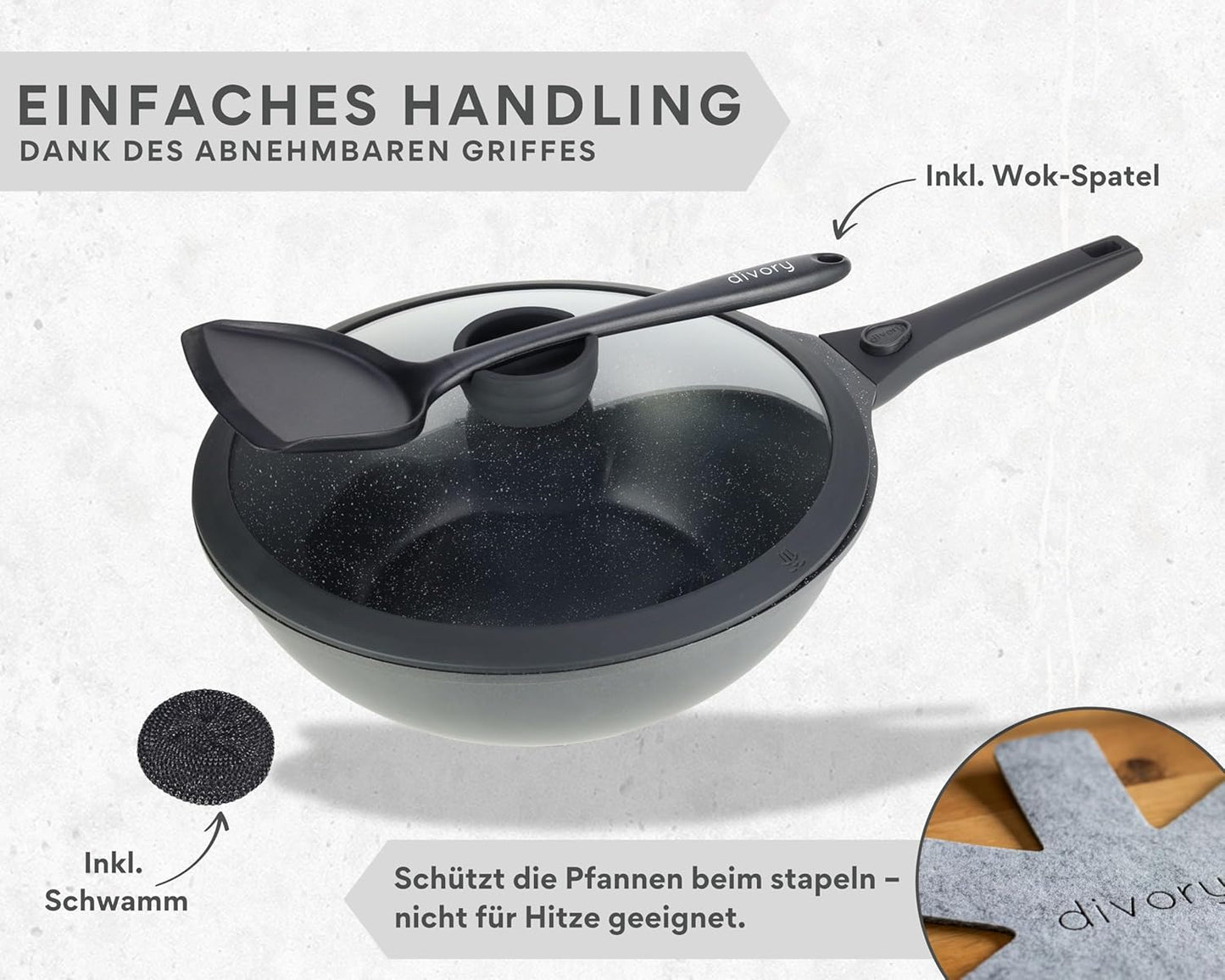 Wokpfanne 30 cm, Schwarz Wok 30 cm