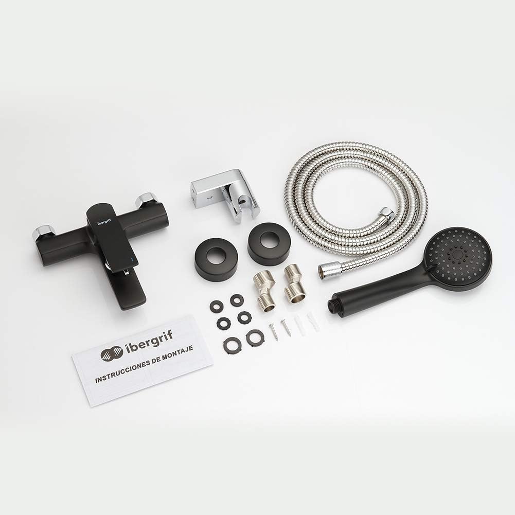 Einhebel-Badewannenarmatur Set M13004B mit Duschkopf, Schwarz Badewannenarmatur