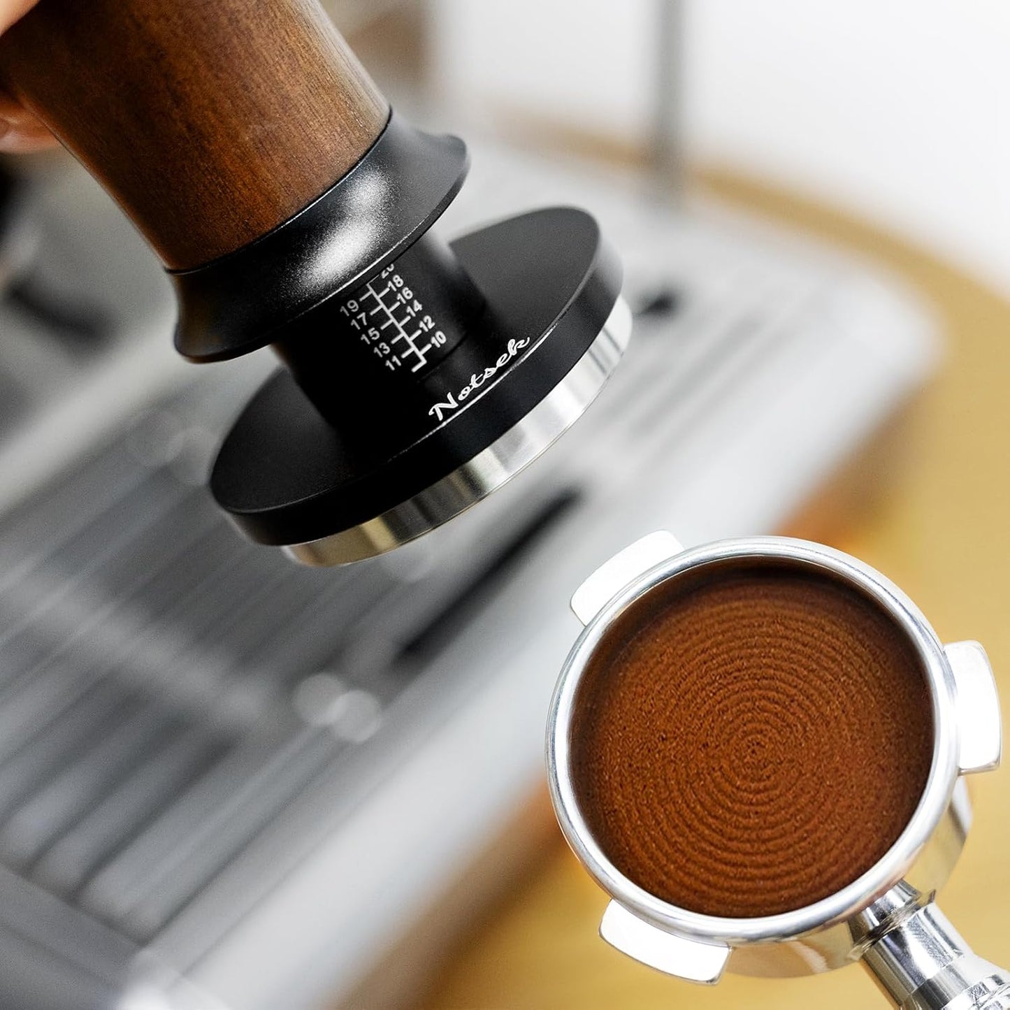 Druckregulierender Espresso-Tamper, Holz 58mm