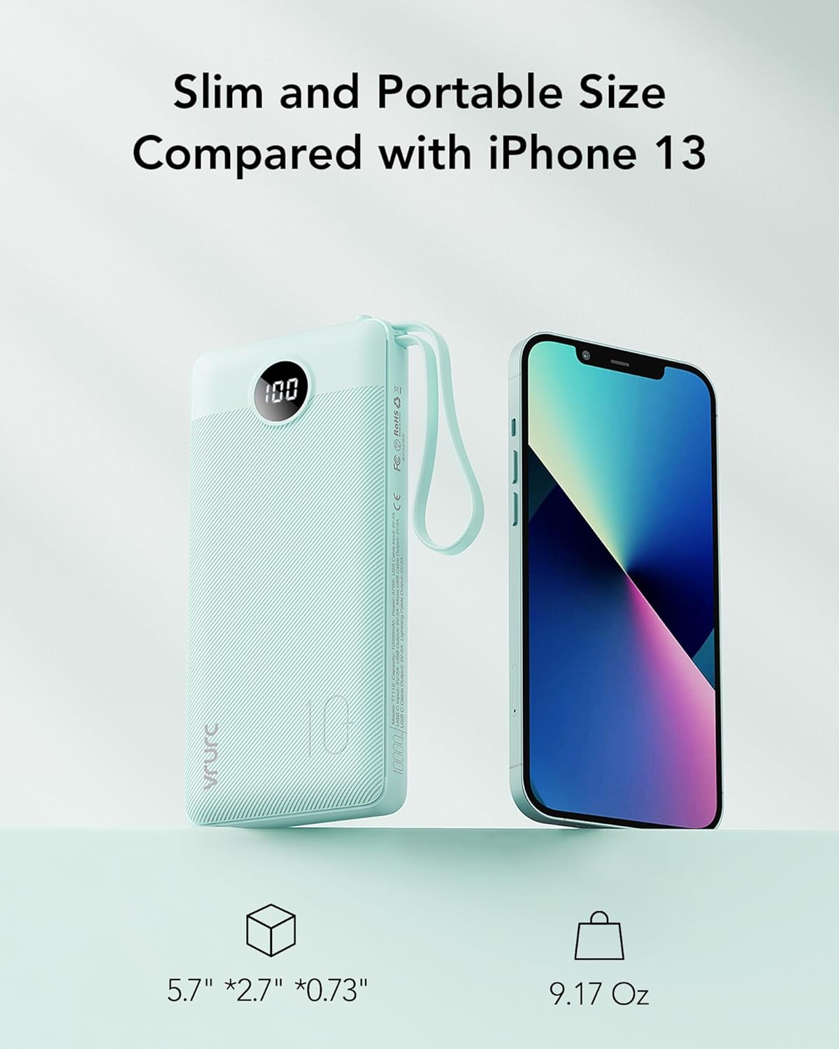 T1116 Powerbank mit 3 integrierten Kabeln, Grün