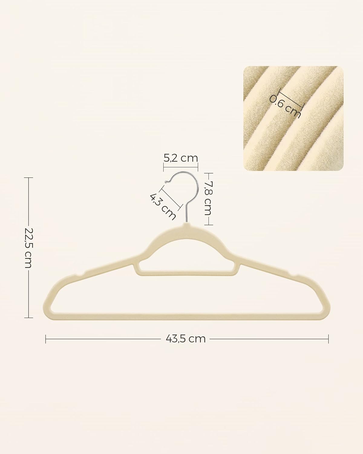 20er-Set Kleiderbügel, Silber + Beige 20 Stück