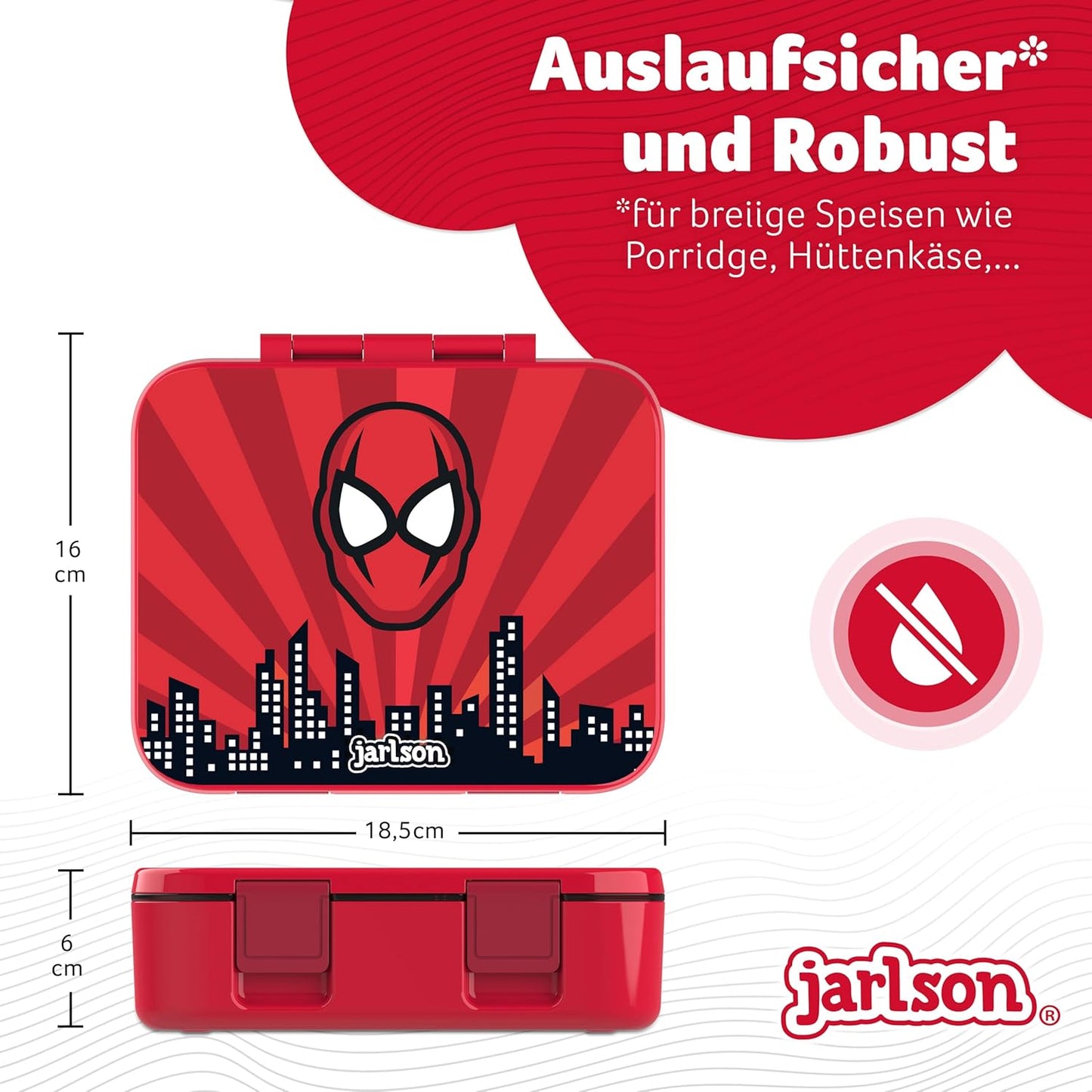 Kinder Bento Lunchbox mit Trennfächern, Superheld Rot