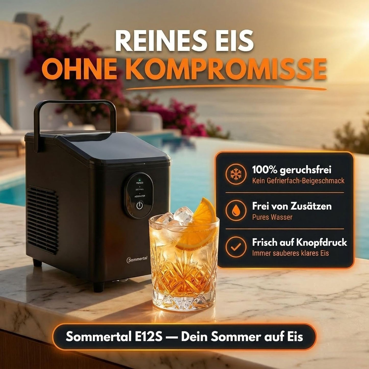 Eiswürfelmaschine EM12, Schwarz