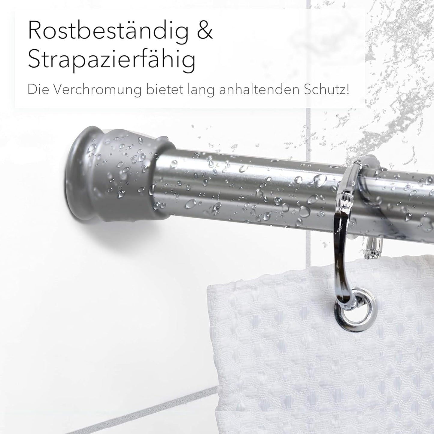 Ausziehbare Duschvorhangstange, Chrom 70-120 cm