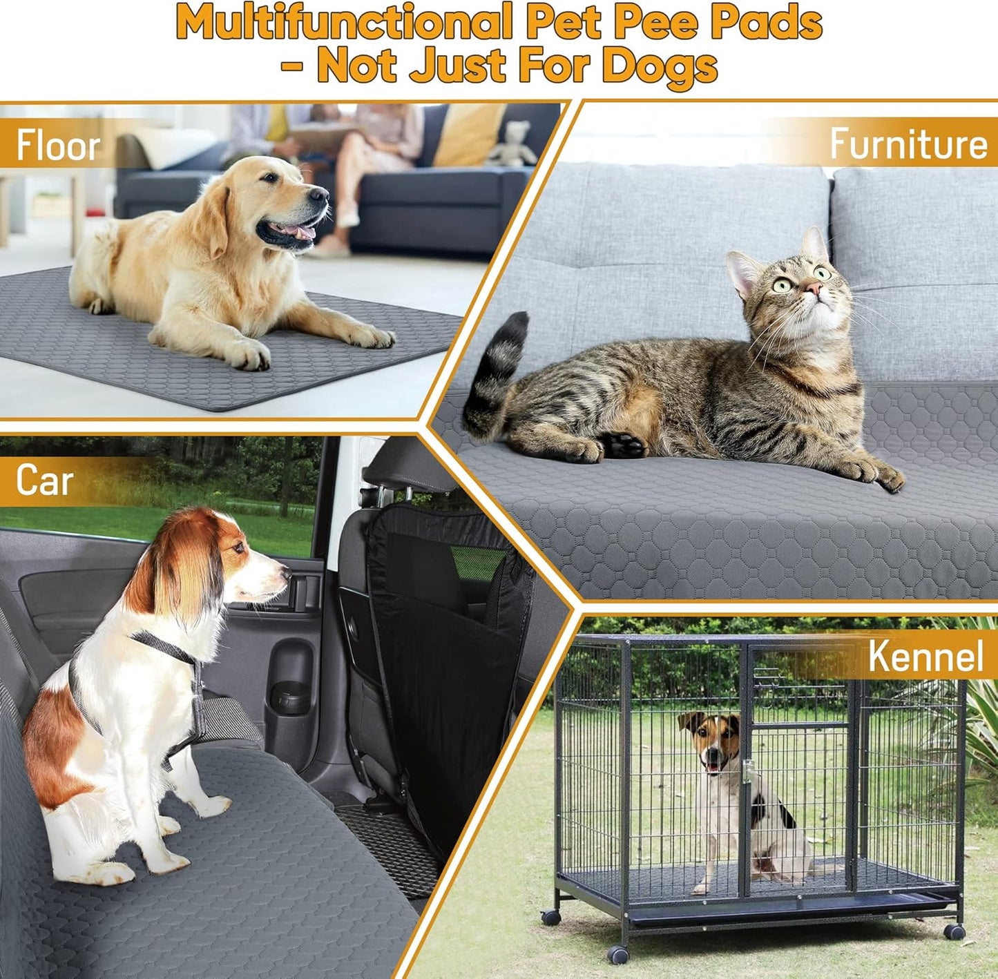 2er-Pack Wiederverwendbare Urinierunterlagen für Hunde, 120cm*90CM