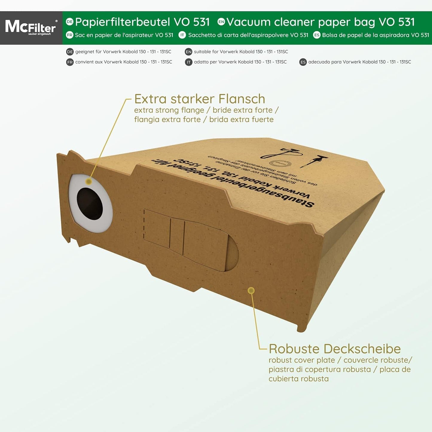 Staubbeutel, geeignet für Vorwerk Kobold VK 130 / 131