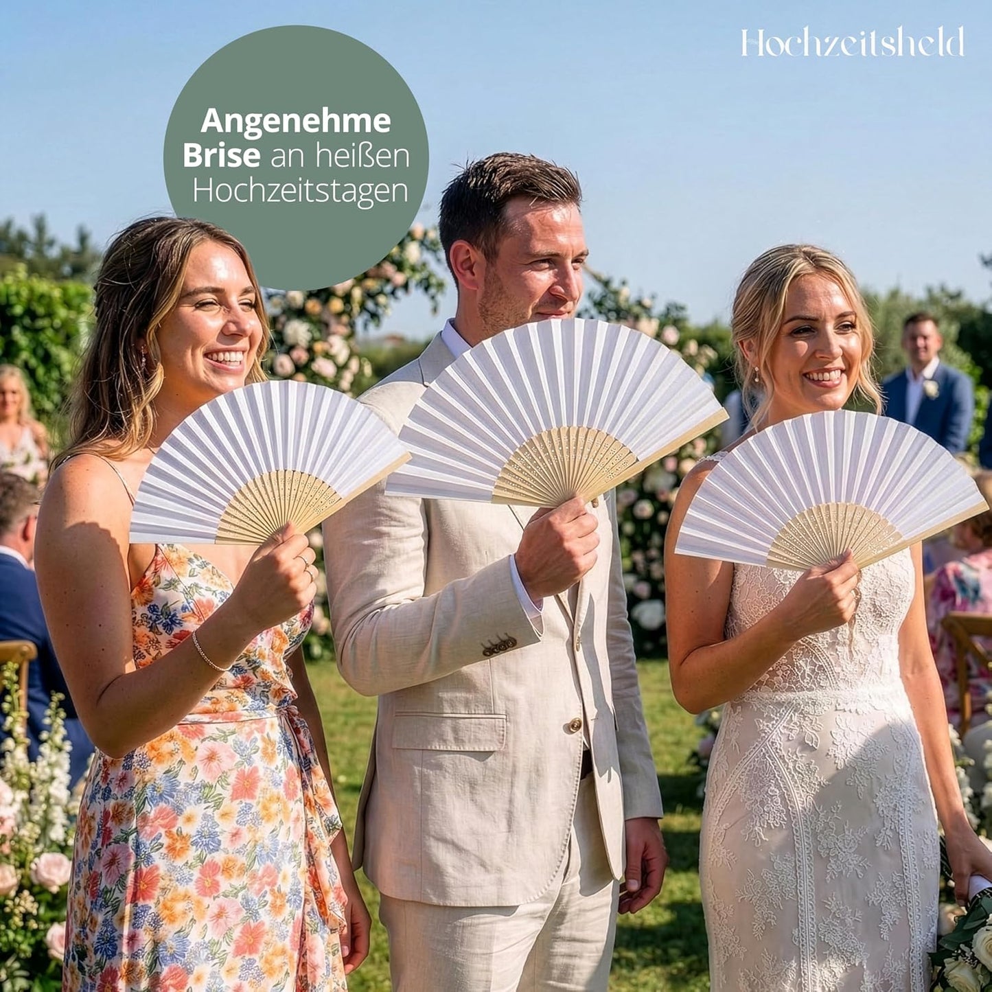 Handfächer-Set für Hochzeiten, 50 Stück, 50 Stück Bambus Handfächer