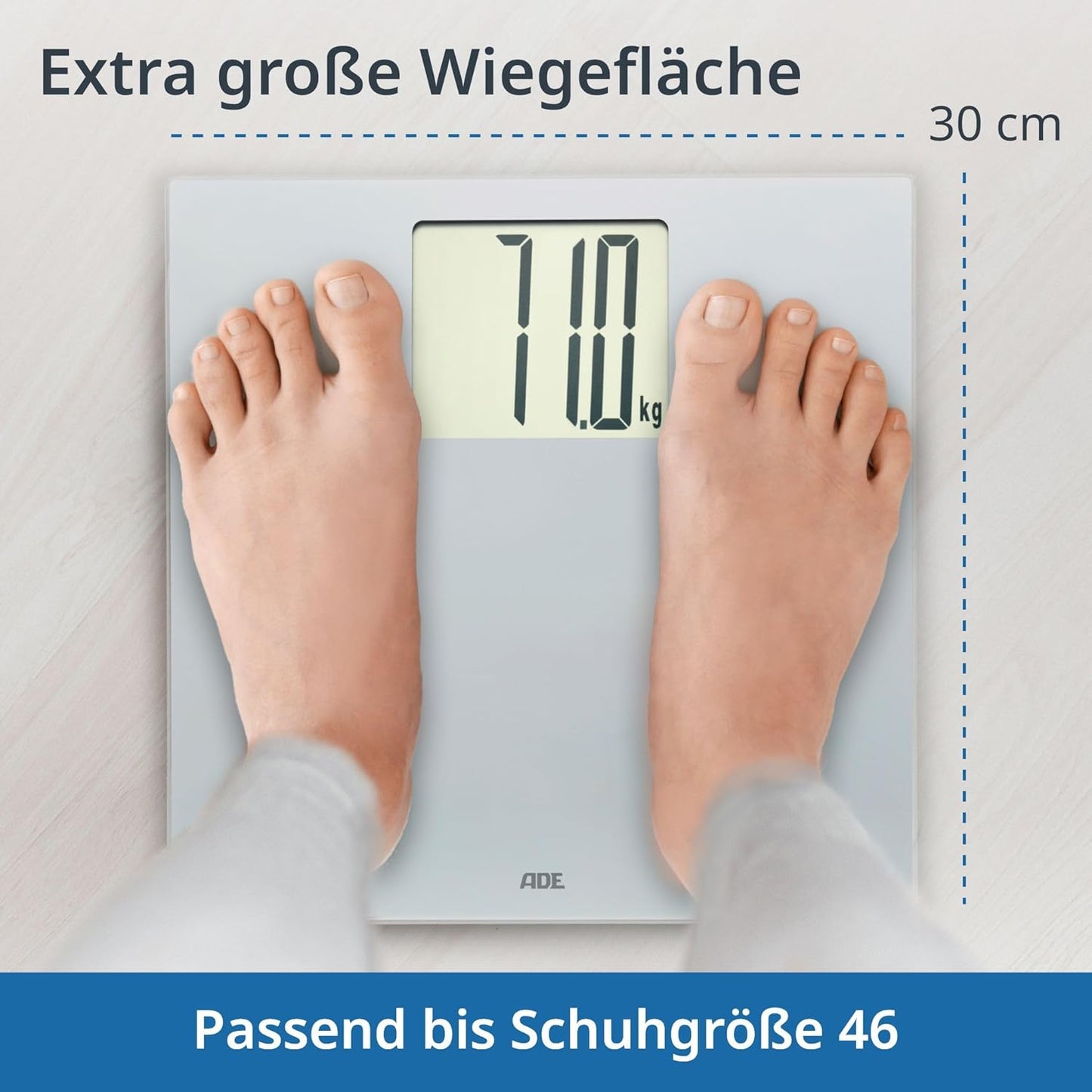 Digitale Körperwaage mit grossem Display, Silber / XXL-Display 200 kg