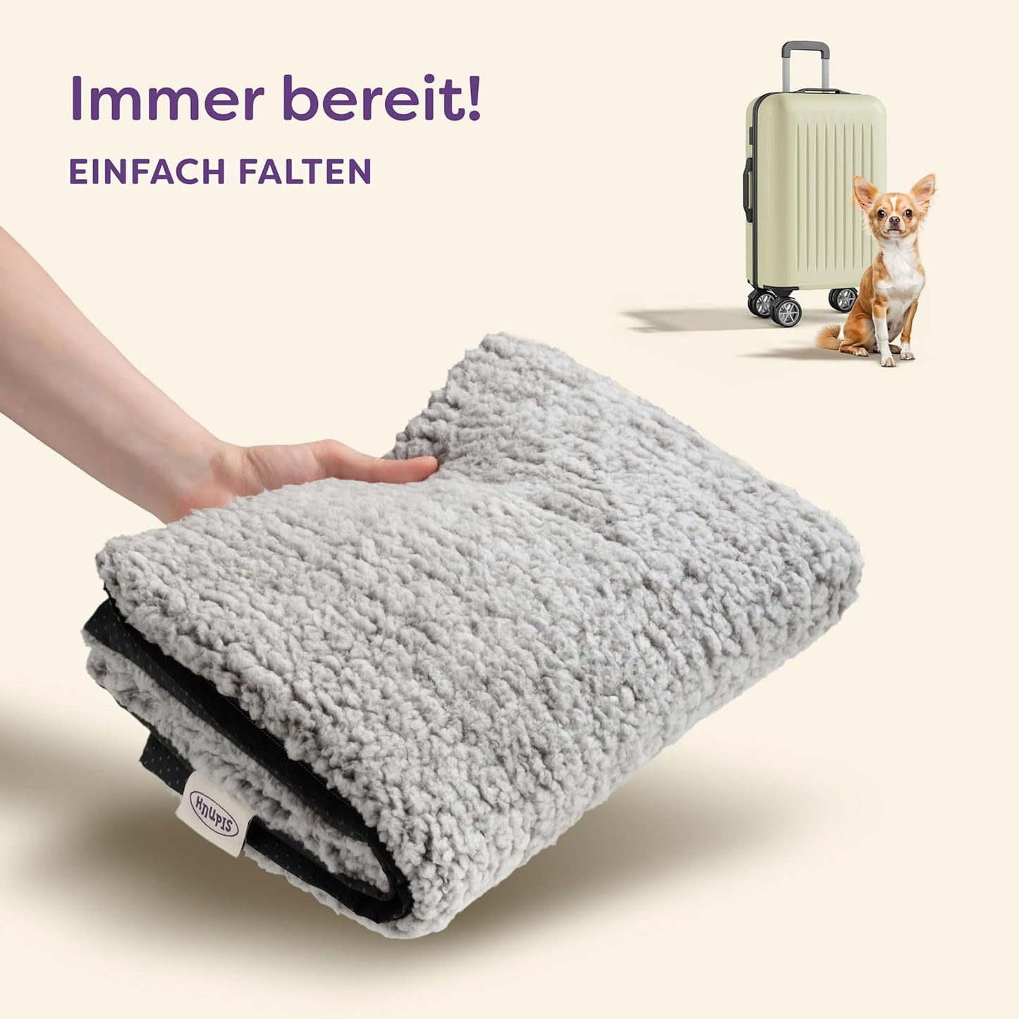 Selbstheizende Katzendecke mit rutschfester Unterseite, Grau