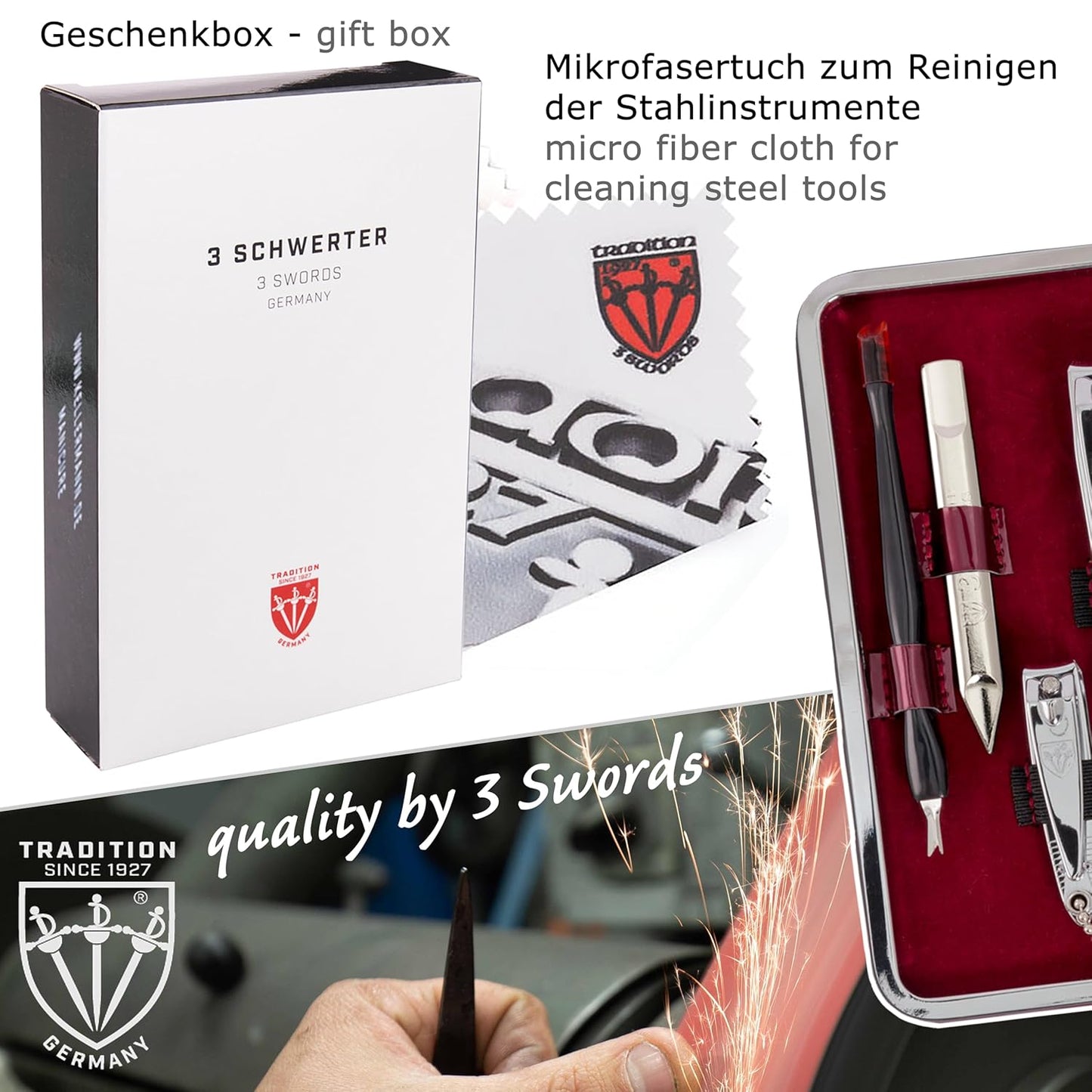 8-teiliges Nagelpflegeset Cuneo, LACKLEDER - WEINROT