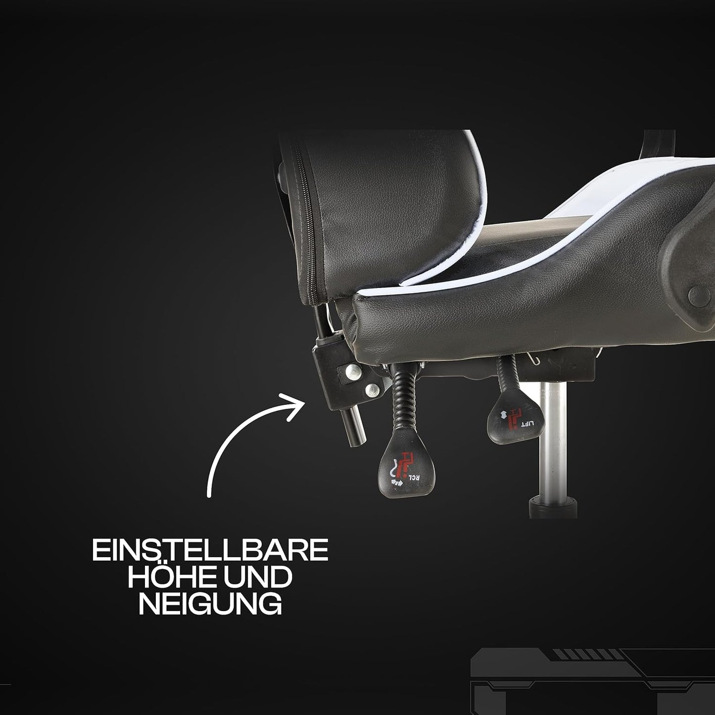 Ergonomischer Gaming-Stuhl mit verstellbarer Rückenlehne, Weiss