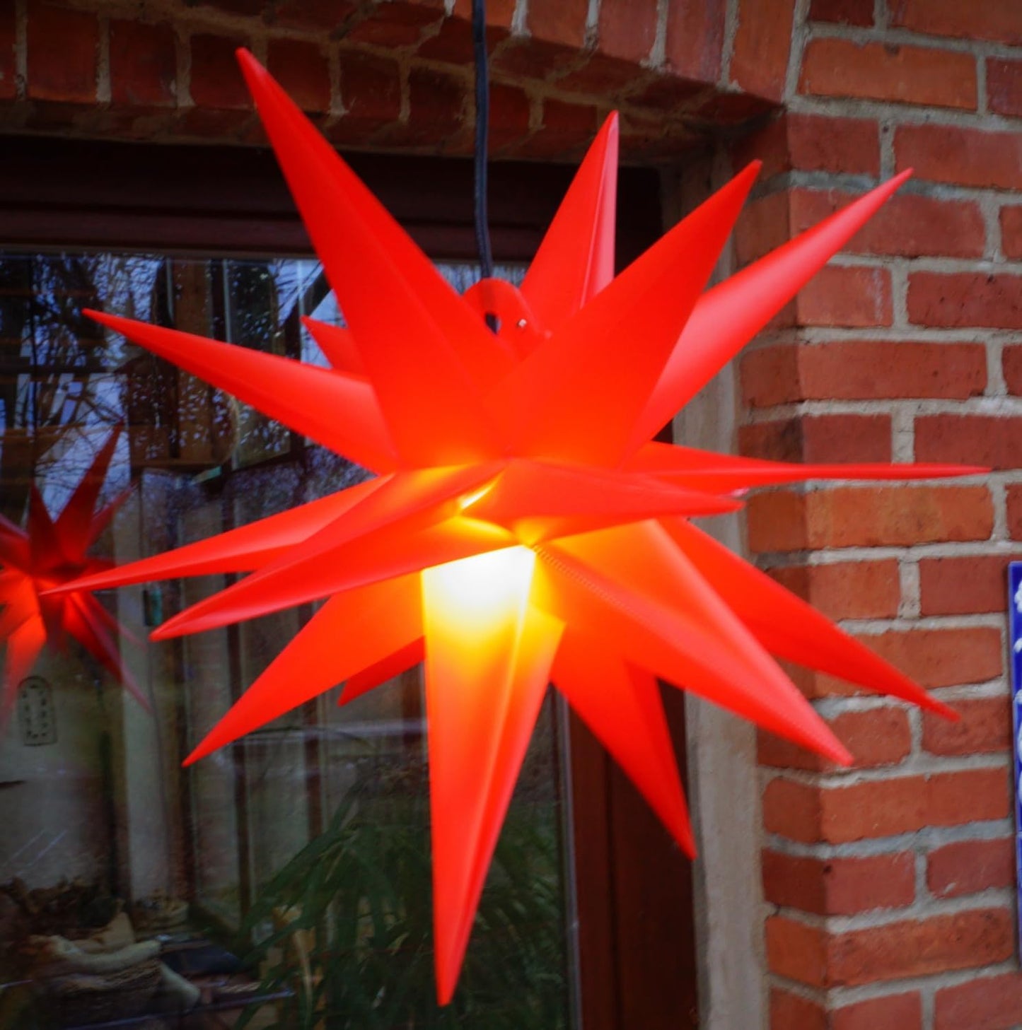 3D-Weihnachtsstern Kaspar mit LED und 18 Spitzen, normal Ø 35 Cm 4xaa Rot