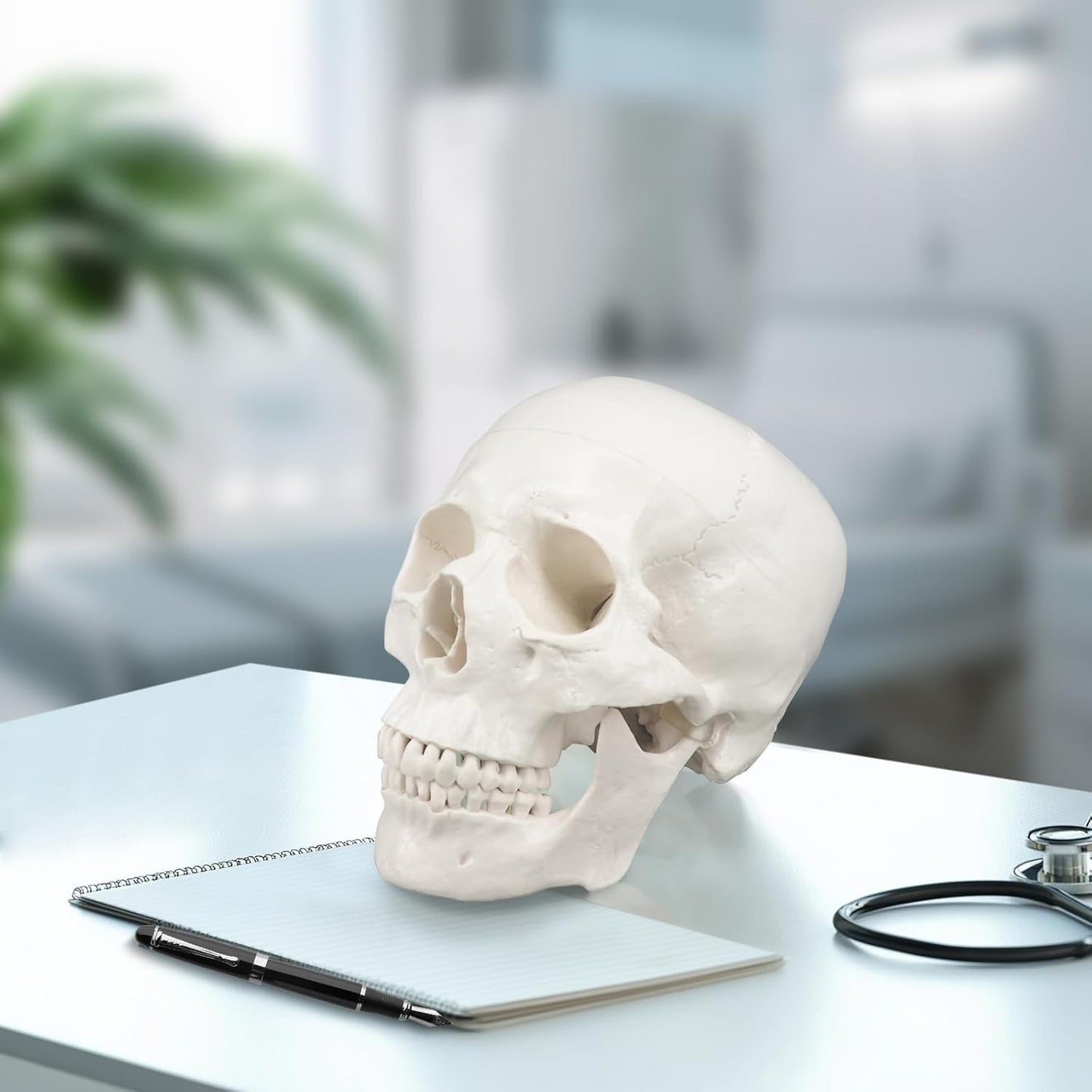Anatomisches Schädelmodell mit abnehmbarer Schädeldecke, Weiss