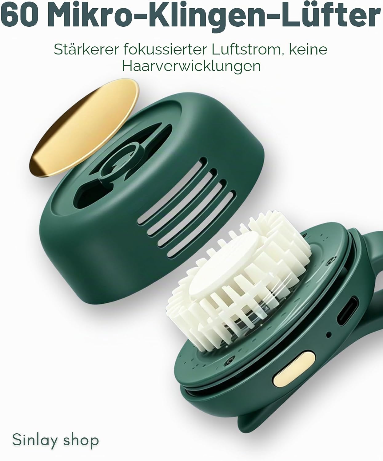 Tragbarer Clip-Ventilator, Grün