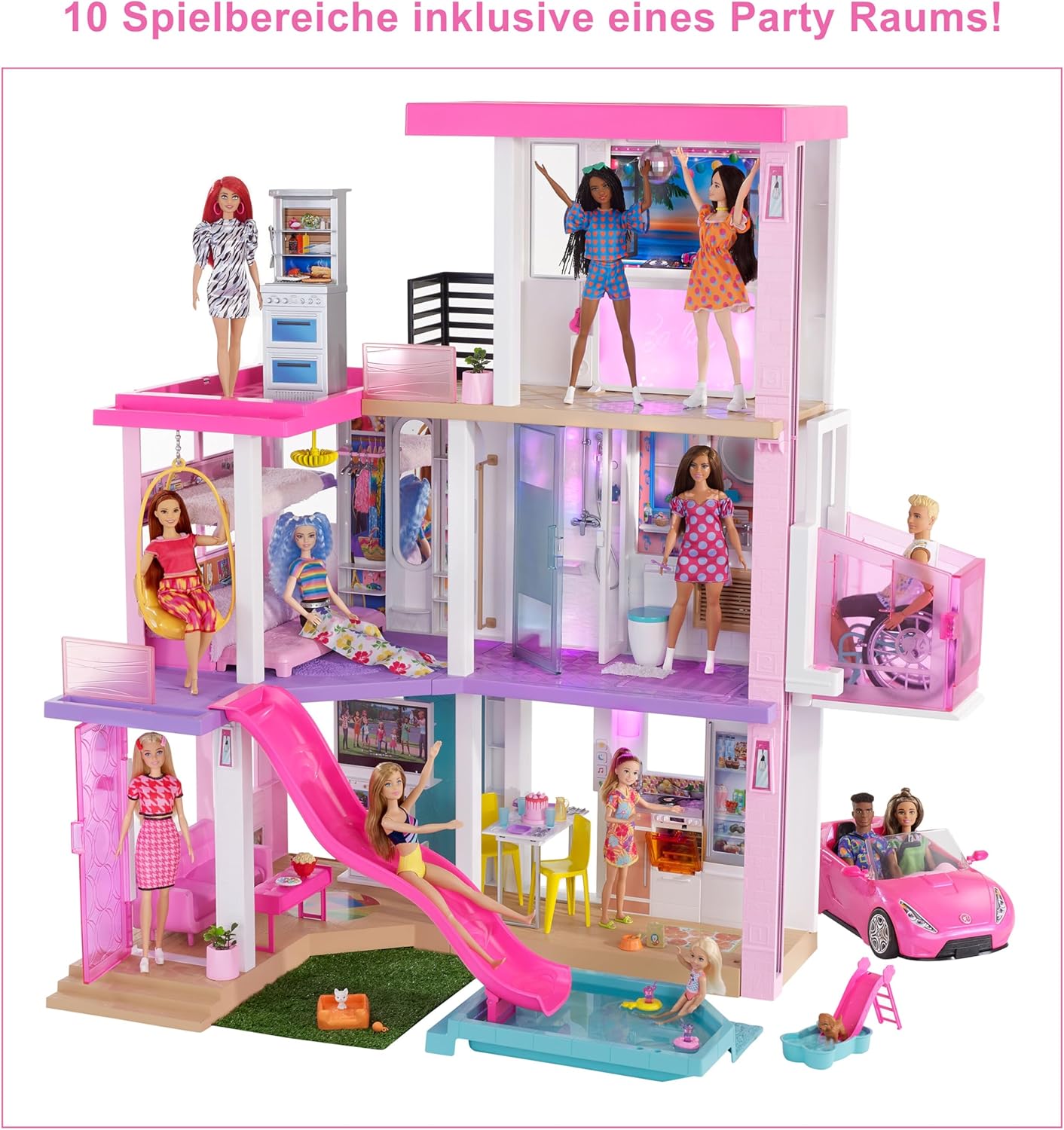 Dream House Puppenhaus mit Pool und Rollstuhllift, Violett