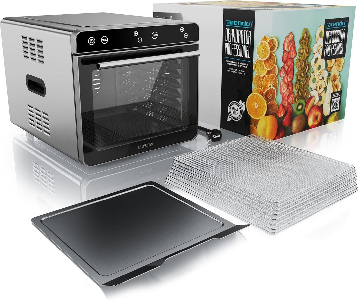 Dörrautomat mit 8 Edelstahlgittern (700 W, 35°-85°C)