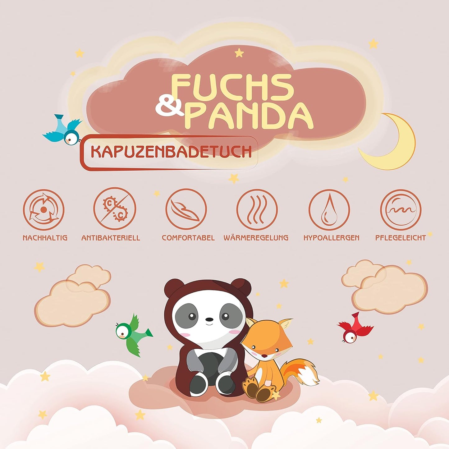 Kapuzenhandtuch Baby, extra dick & weich, 75x75cm, Purpur-rot