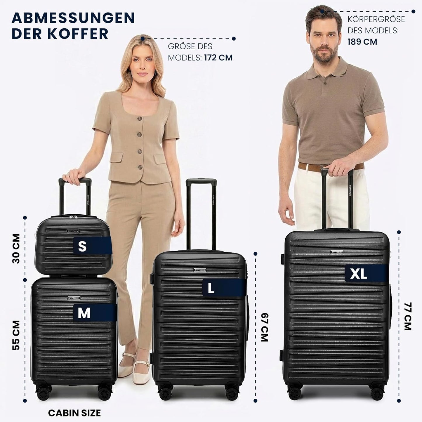 Skyspeed Line Reisekofferset (4-teilig) mit Kosmetikkoffer, Koffer-Set 4tlg. Grün