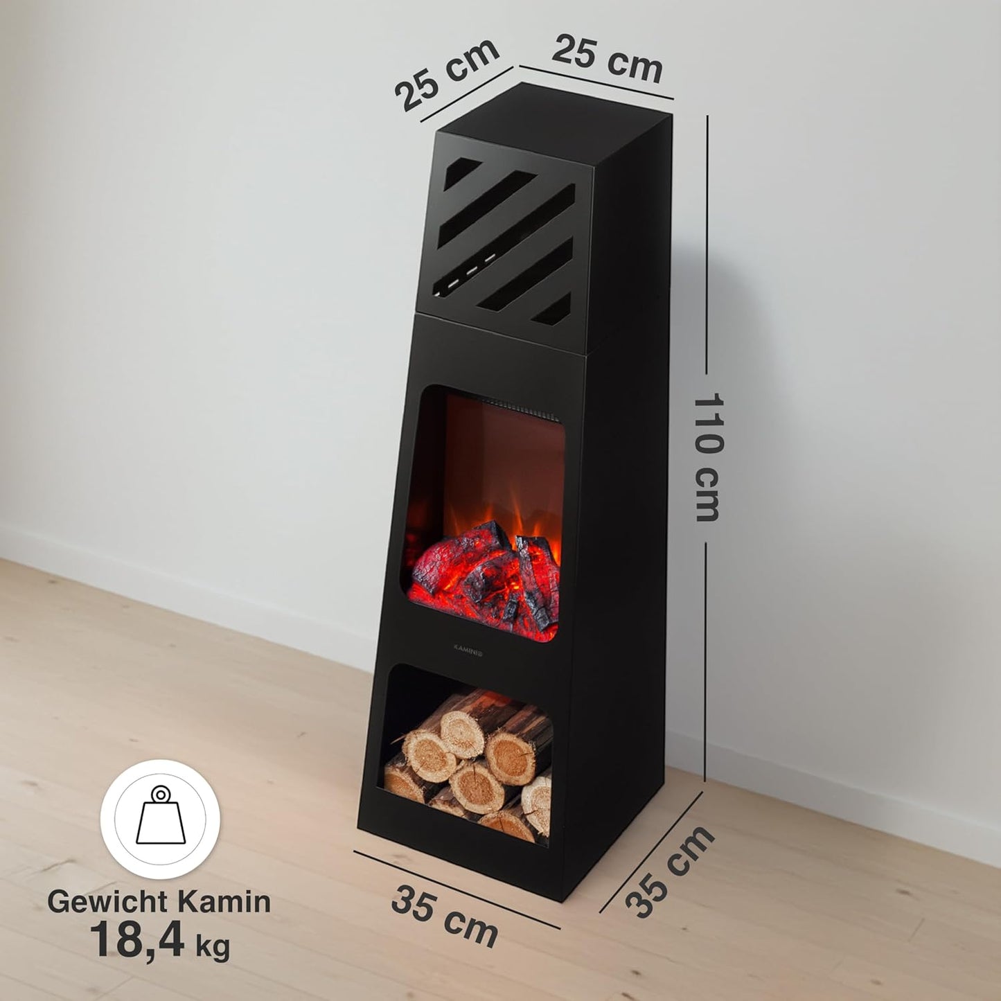 Elektrischer Terrassenofen mit Heizung und 3D-Flammeneffekt, XL