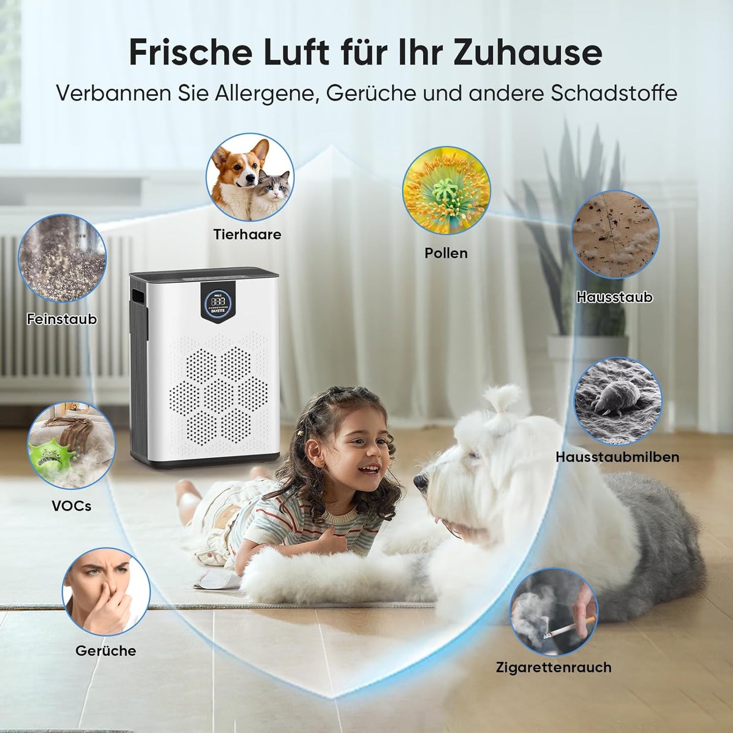 Luftreiniger für Allergiker, White 120㎡