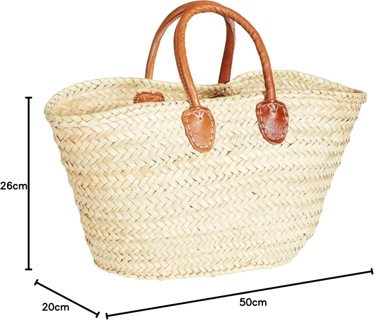 Geflochtene Strand- und Einkaufstasche, 50cm Breit, 20cm Tief und 26cm Hoch