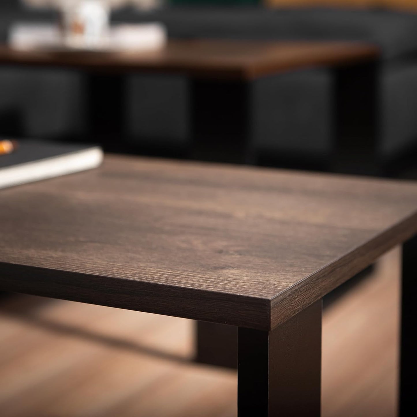 2er-Set Couchtisch, Braune Eiche