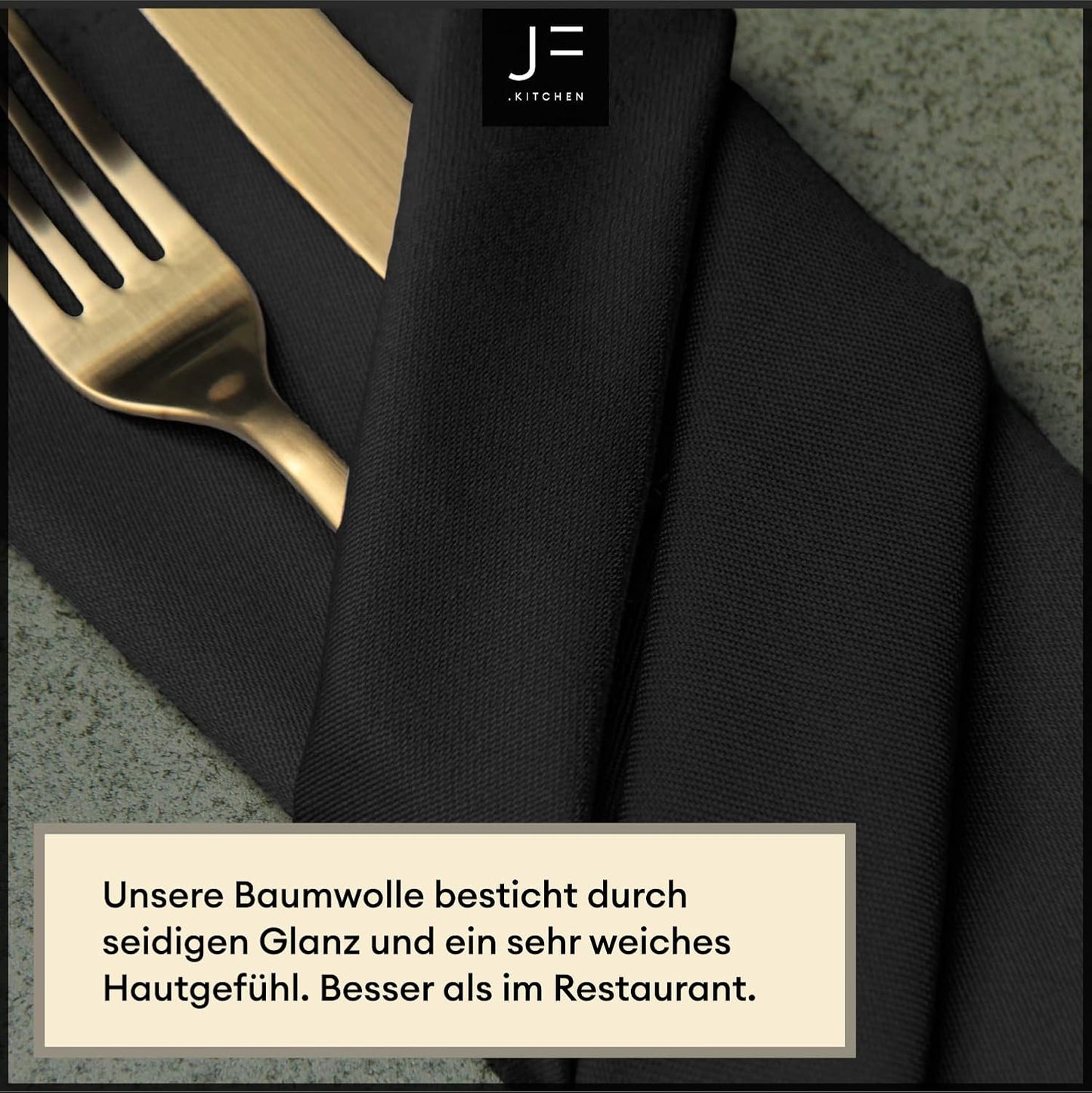 Stoffservietten-Set, Schwarz 12er Set (40x40cm)