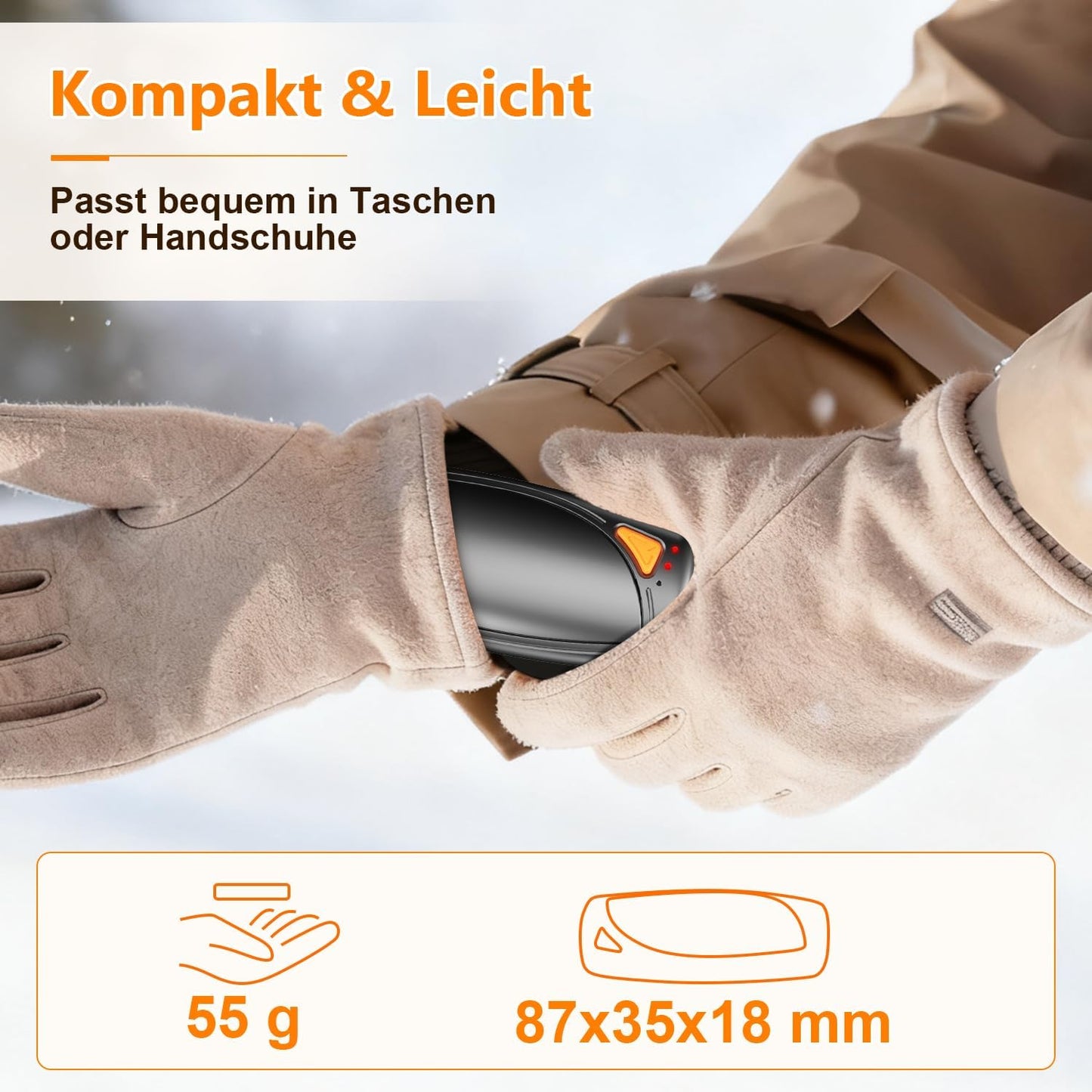 2er-Set Handwärmer mit Ladecase, Schwarz