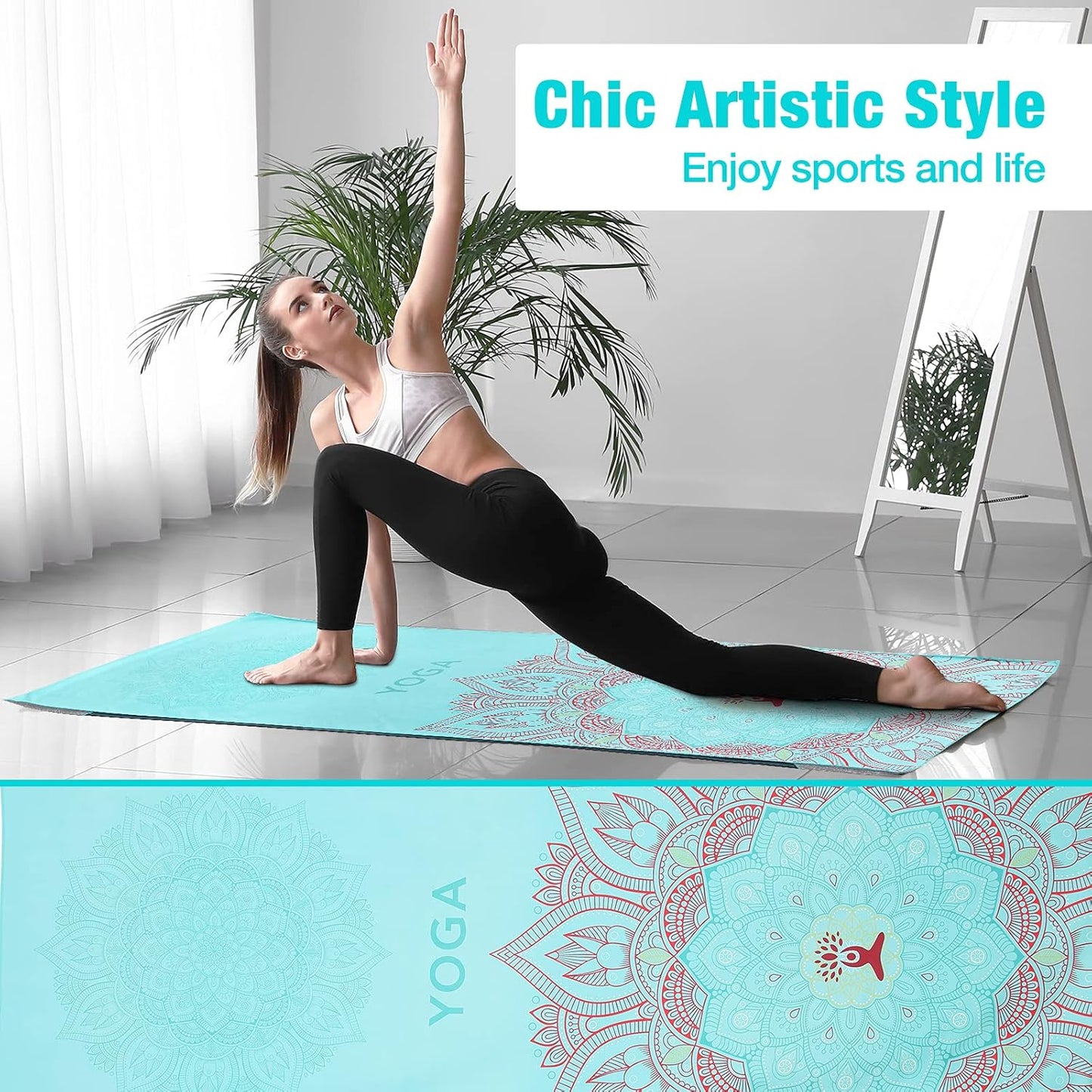 Rutschfestes Yoga-Handtuch, Lotus