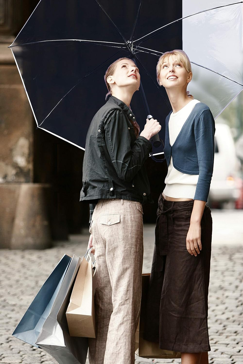 XXXL transparenter Regenschirm mit Automatiköffnung, Transparent - Weisser Rand, Ø150 cm - sehr sehr gross - XXXL