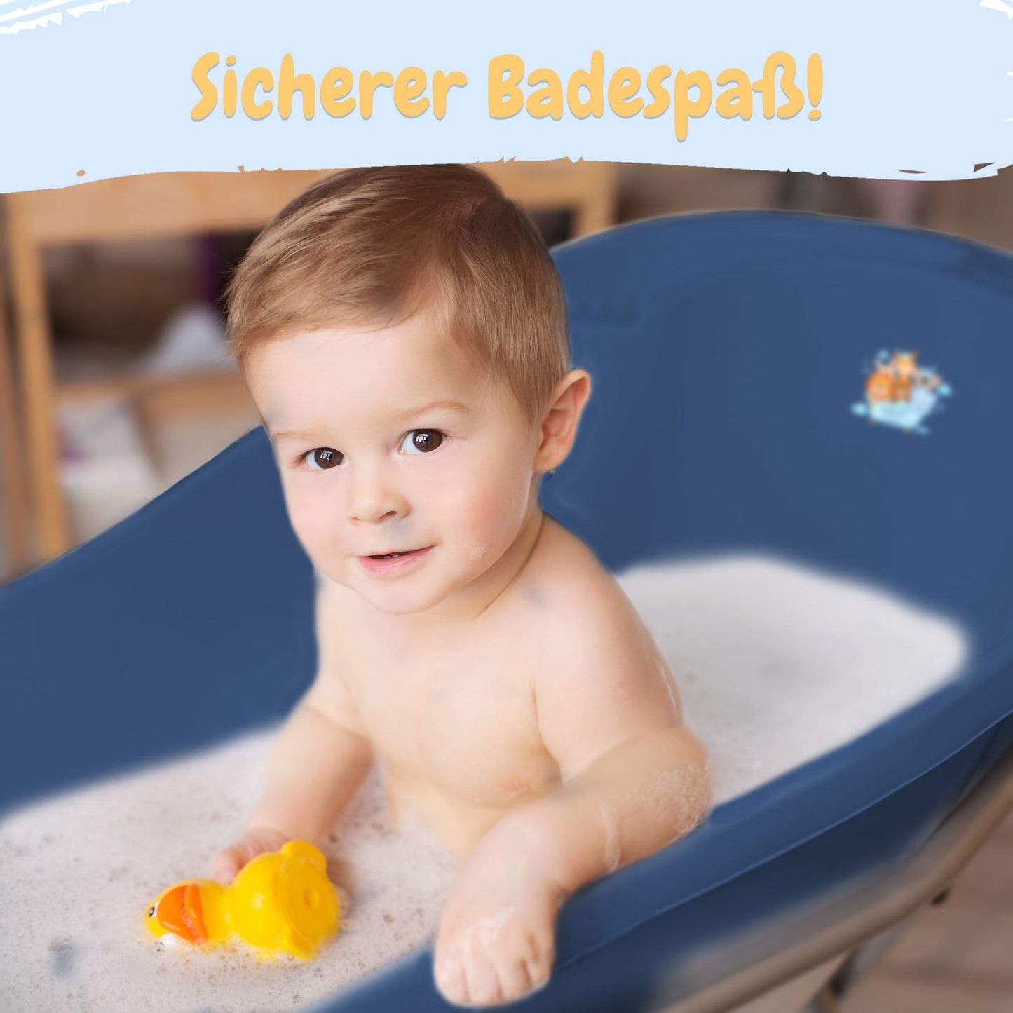 Babybadewanne mit Stöpsel, Friends dunkelblau 1 - Set