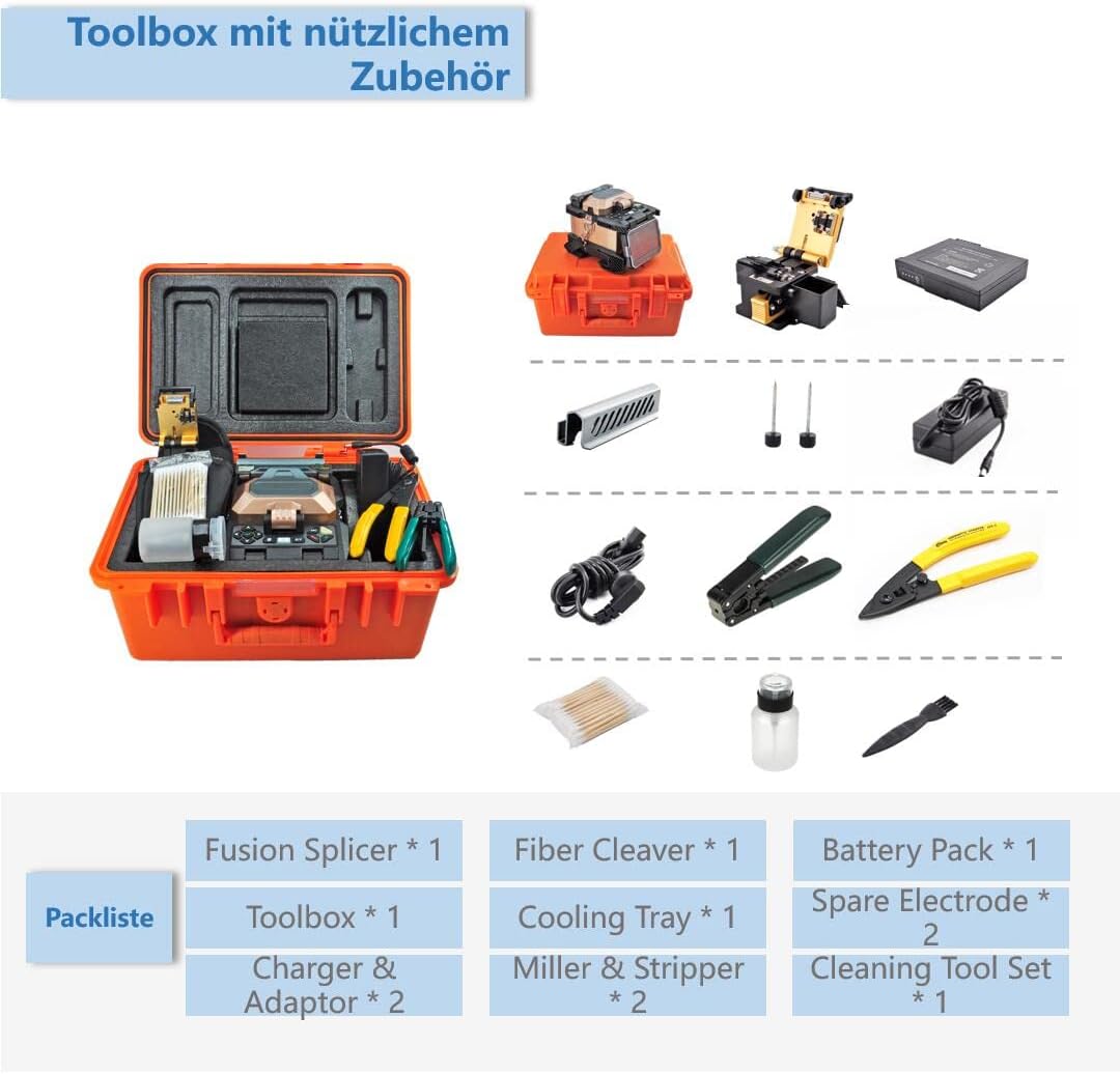 Glasfaser-Spleissgerät mit Touchscreen und 4 Motoren