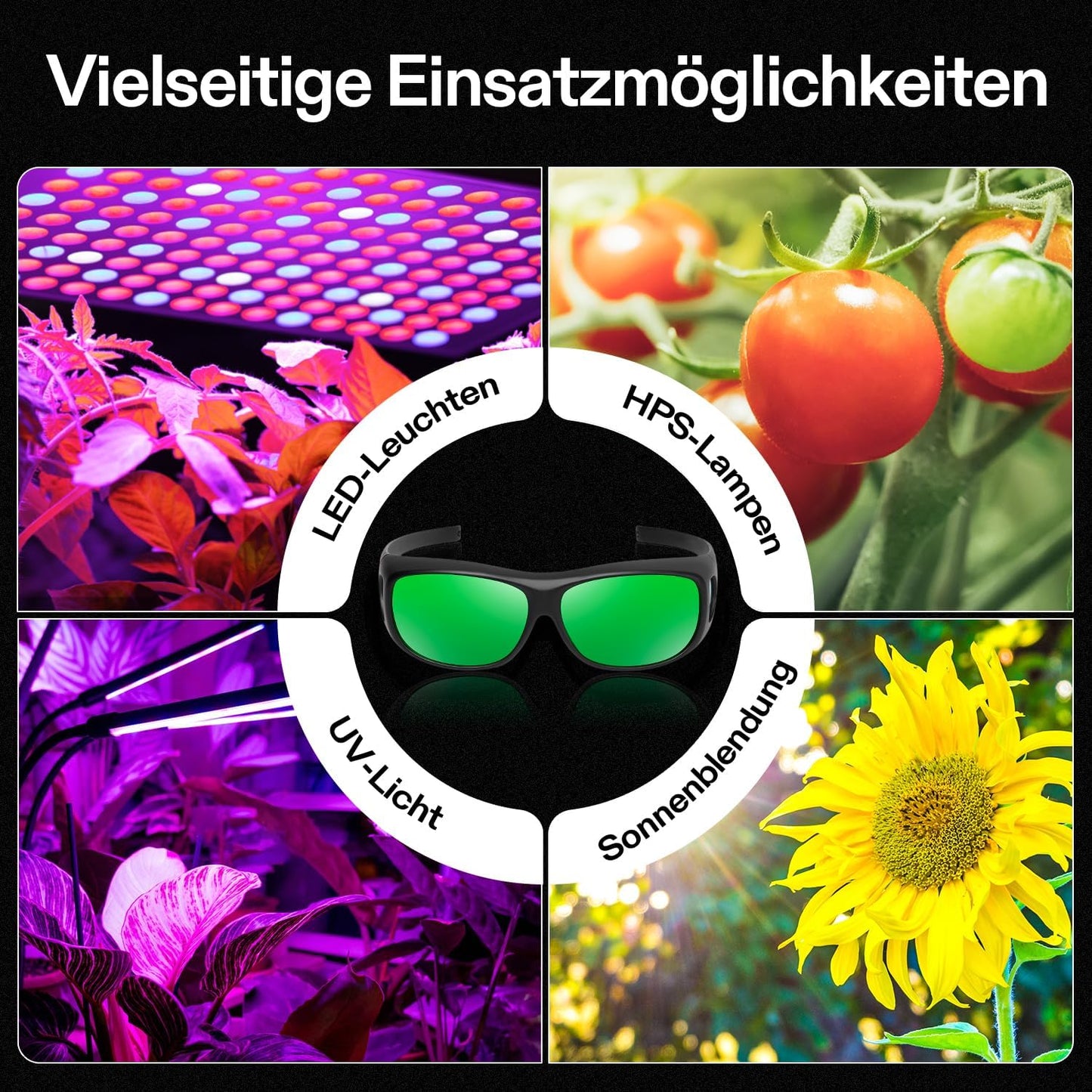 2er-Pack LED-Grow-Room-Schutzbrillen gegen UV&IR