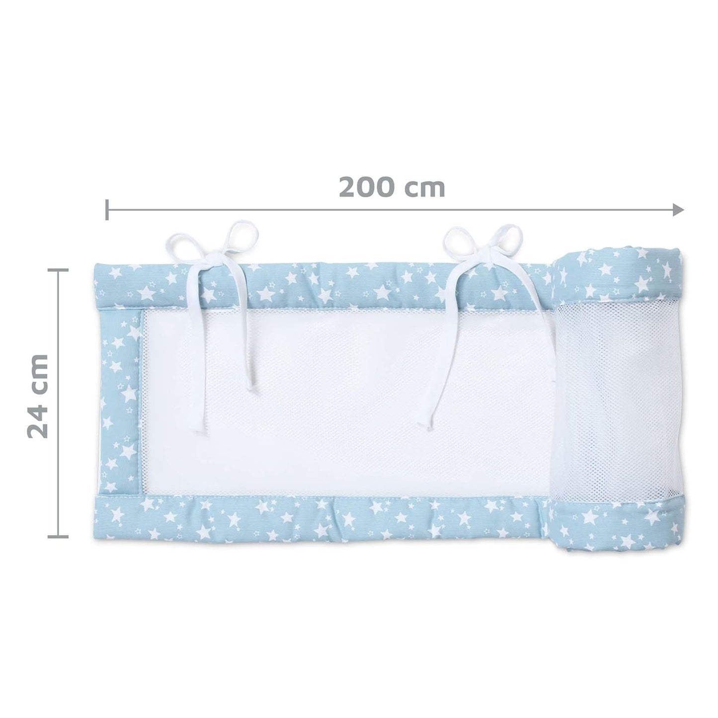 Nestchen für Beistellbett, Azurblau Sterne Weiss|für Modell Boxspring XXL