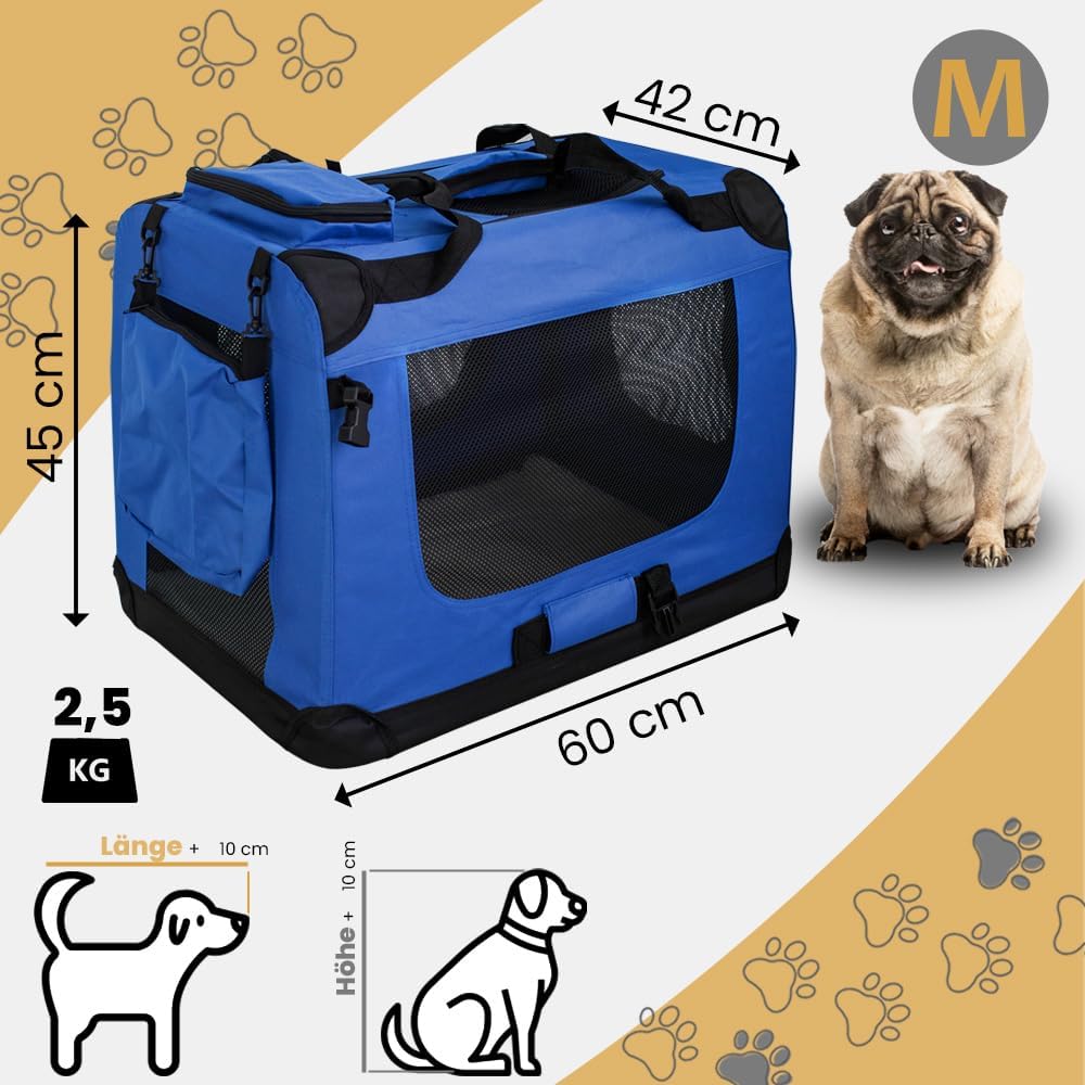 Faltbare Transportbox für Haustiere, L 60 x B 42 x H 45 cm Blau