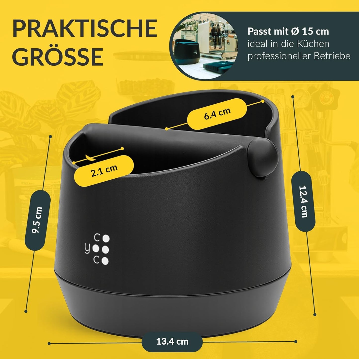 Abklopfbehälter für Siebträger, geräuscharmer Abschlagbehälter, 15 cm