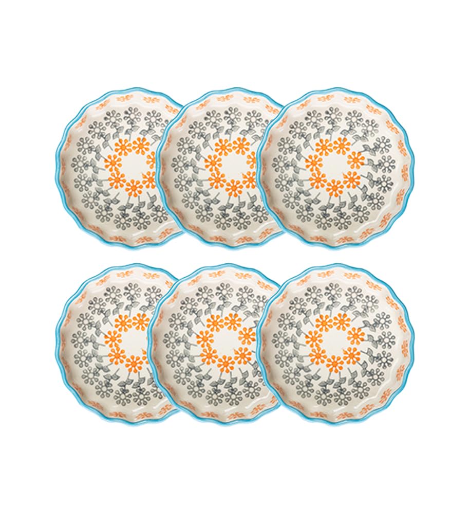Tarteletteform-Set aus Steinzeug, 6er-set-orange/Türkis Ø11 x 3 cm
