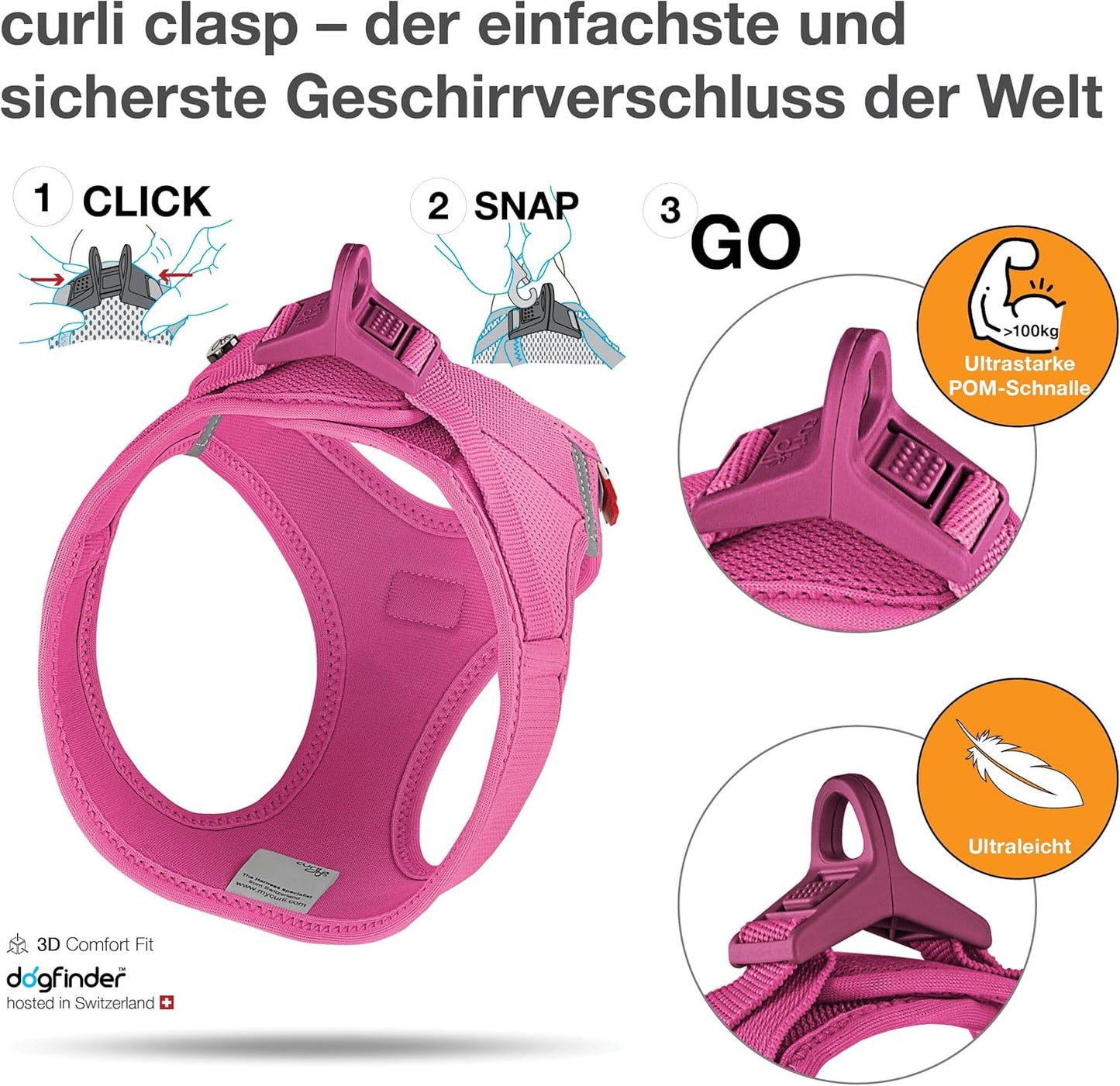 Geschirr Vest, Rosa (Fuchsia) M Einfarbig