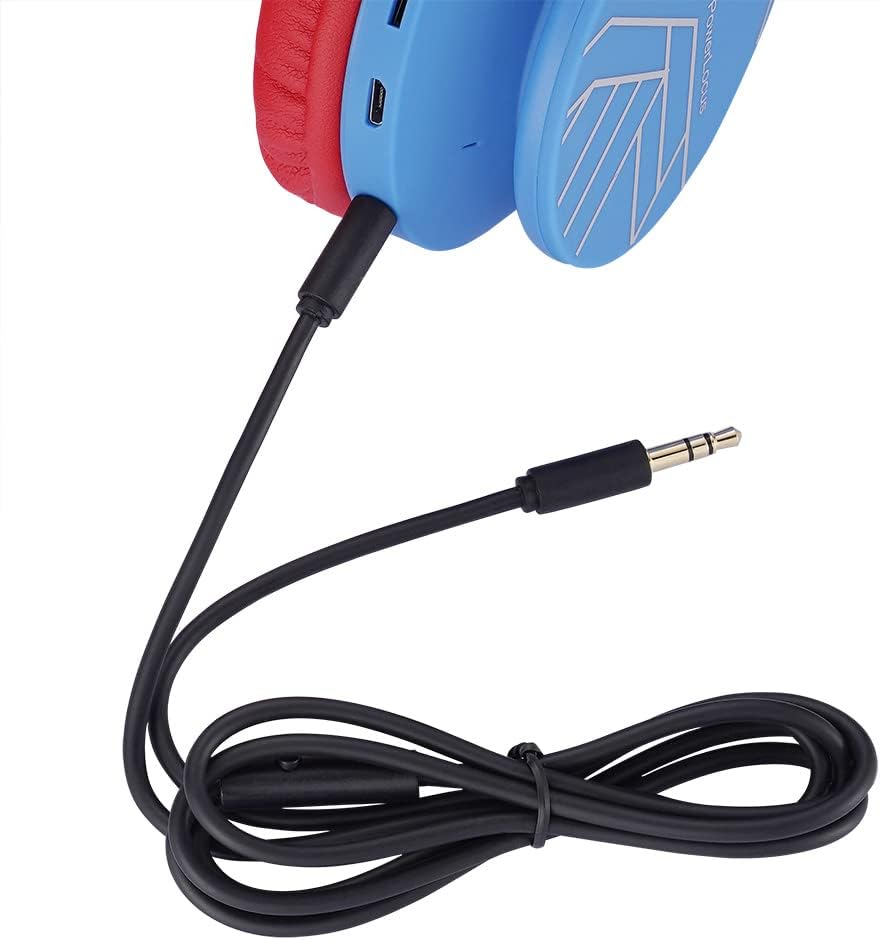 Bluetooth-Kinderkopfhörer mit Lautstärkebegrenzung, Blau/Rot