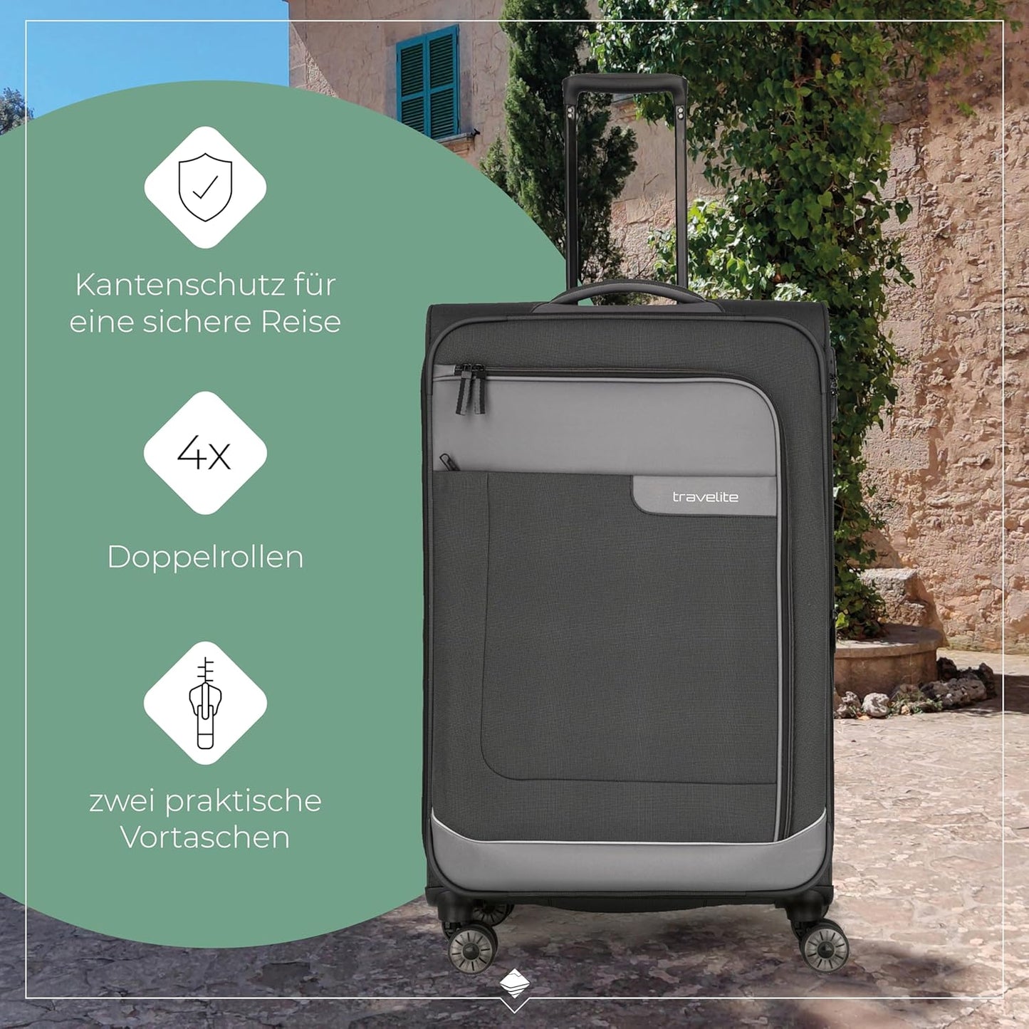 Trolley Weichschale mit Dehnfalte 77 cm, Trolley L erw. (77 cm) Schiefer (Grau)