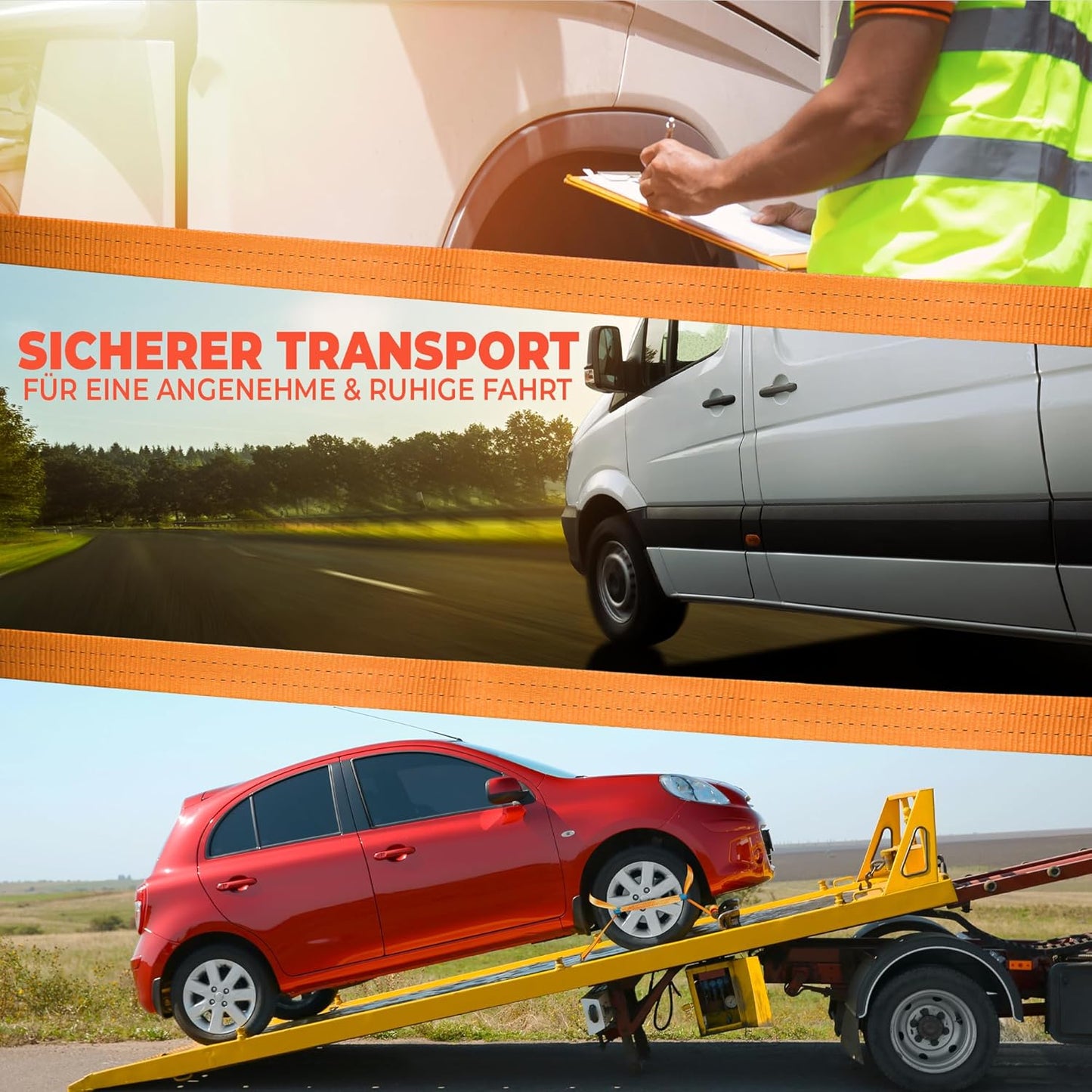 Spanngurt-Set für Autotransport (4 Stück, 3300 mm)