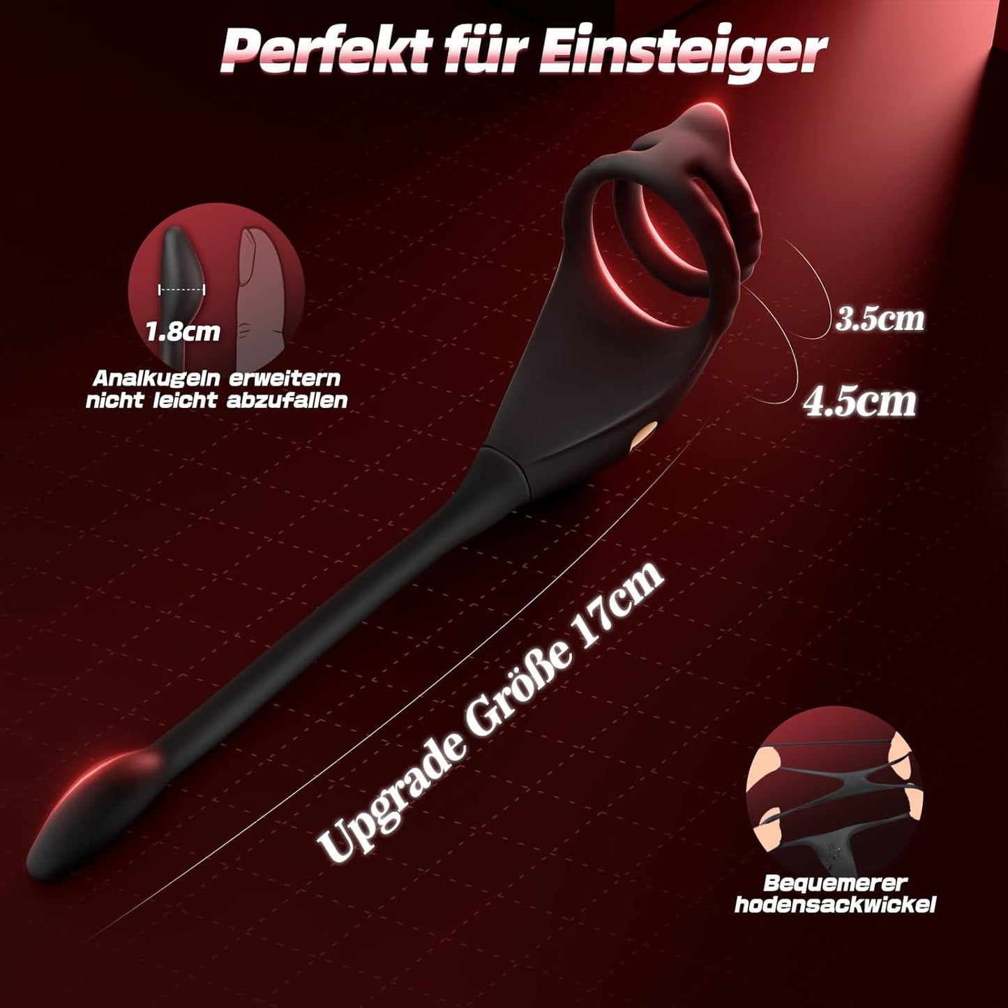 Prostata Stimulator mit Vibrator und Penisring, Noir