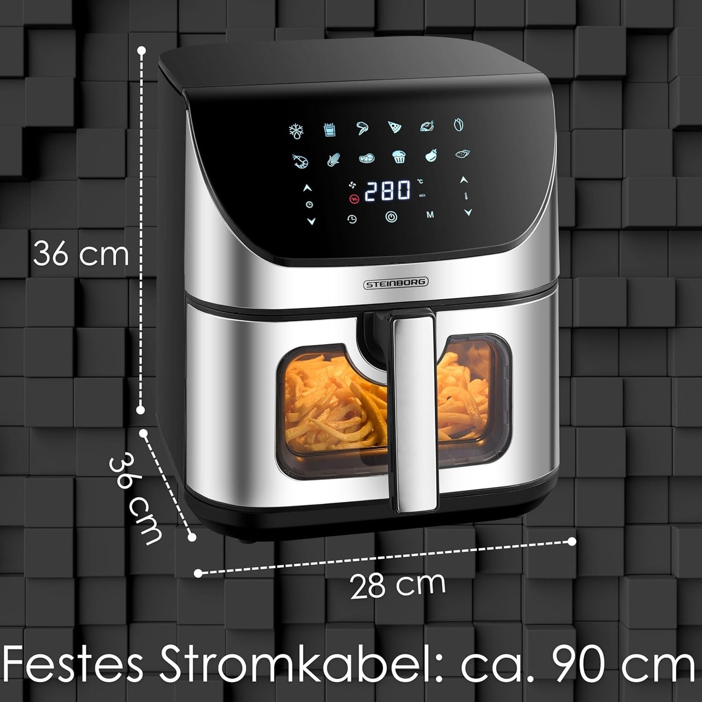 4-in-1 Heissluftfritteuse mit Sichtfenster SB-3150, 60-200°C