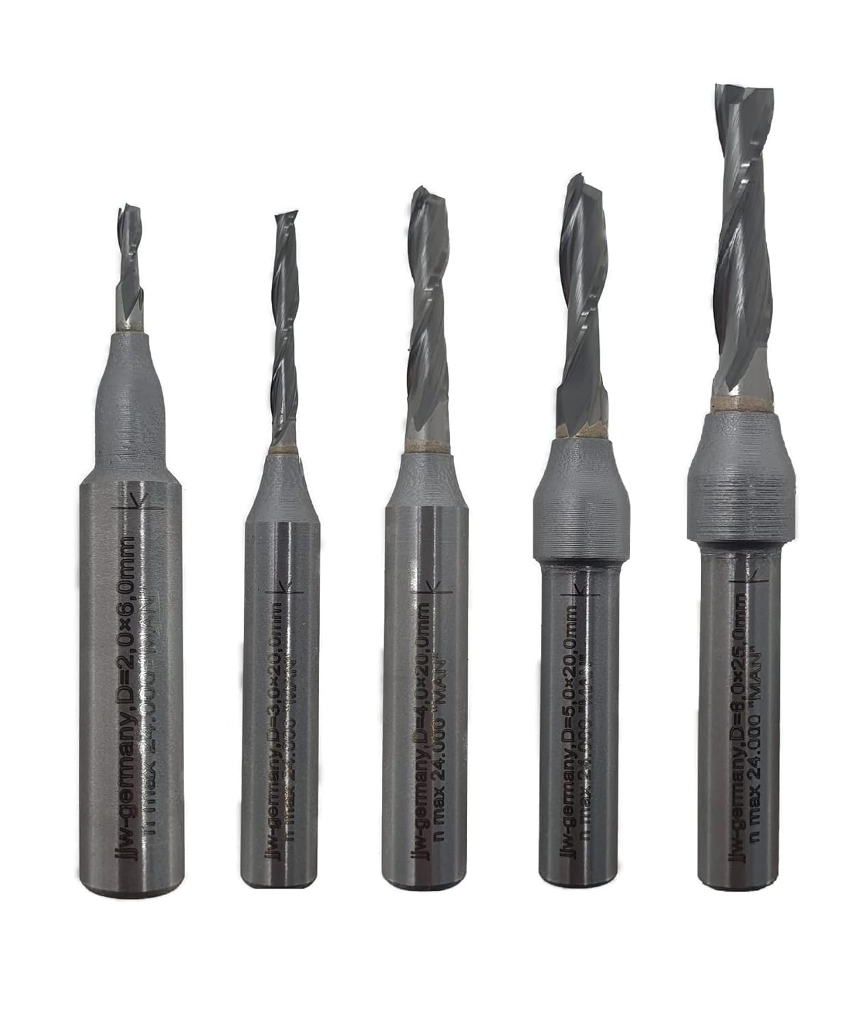 VHM Spiralnutfräser-Set für Oberfräse (5-teilig), 5teiliges Spar Set