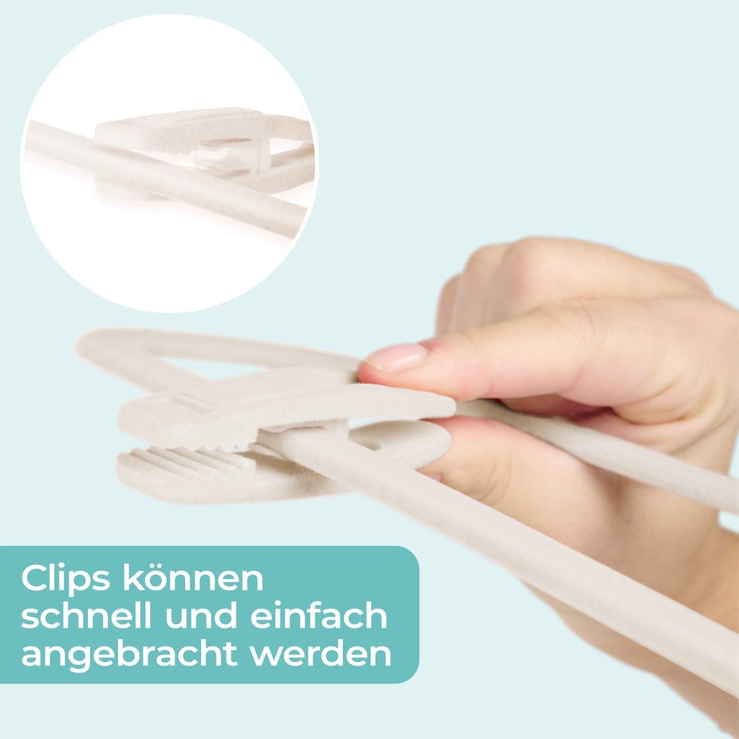30-teiliges Kleiderbügel-Set, 30 Stück inkl Clips Elfenbein