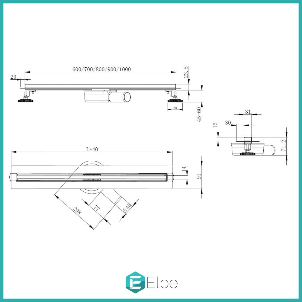 Duschrinne mit Geruchsstop, 70cm Extra Flach