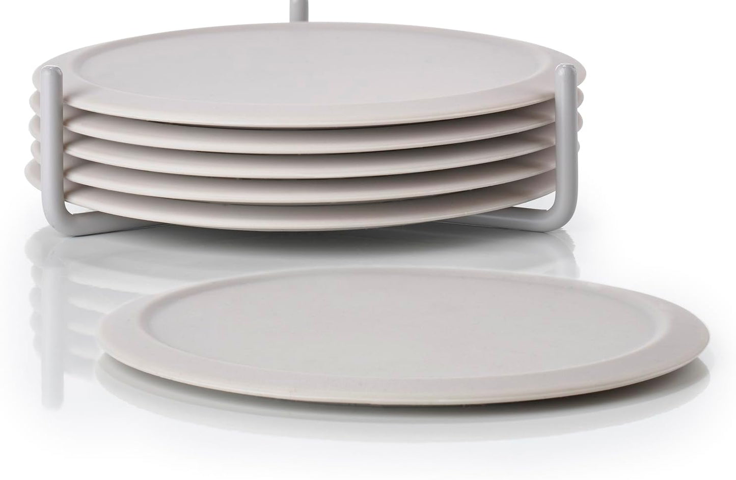 Glasuntersetzer, 6 Stück, Diameter 10 cm, Height 3.1 cm Warm Grey