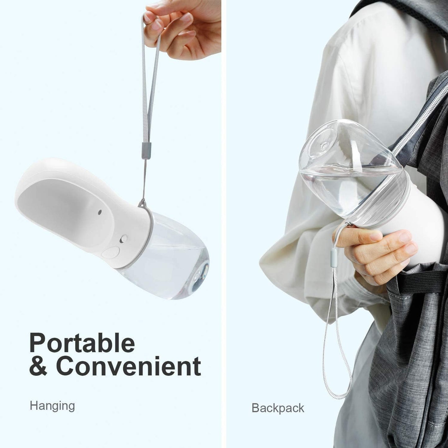 Tragbare Hundewasserflasche, Reisetrinknapf für Hunde, 350 ml, 350 ml Weiss