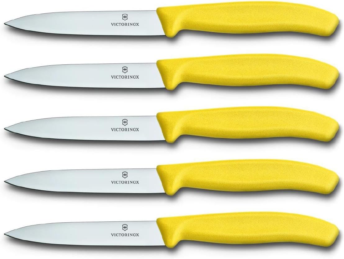 Gemüsemesser-Set, 5er Set ohne Wellenschliff, Gelb